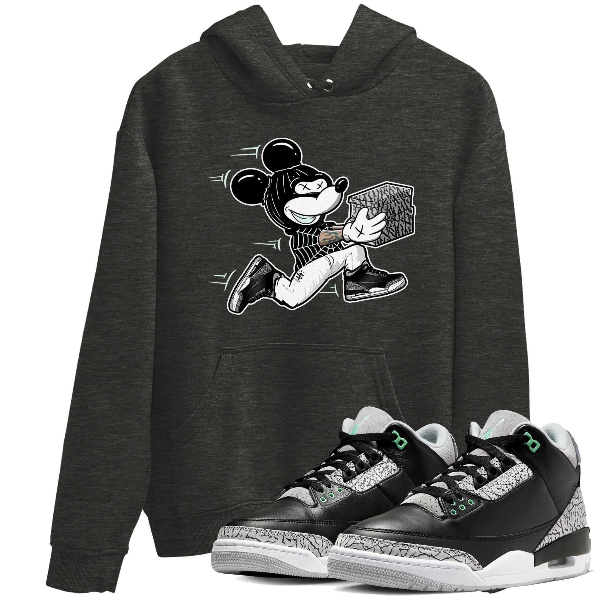 Thief Mouse snkmatch Tees - Air Jordan 3 Green Glow