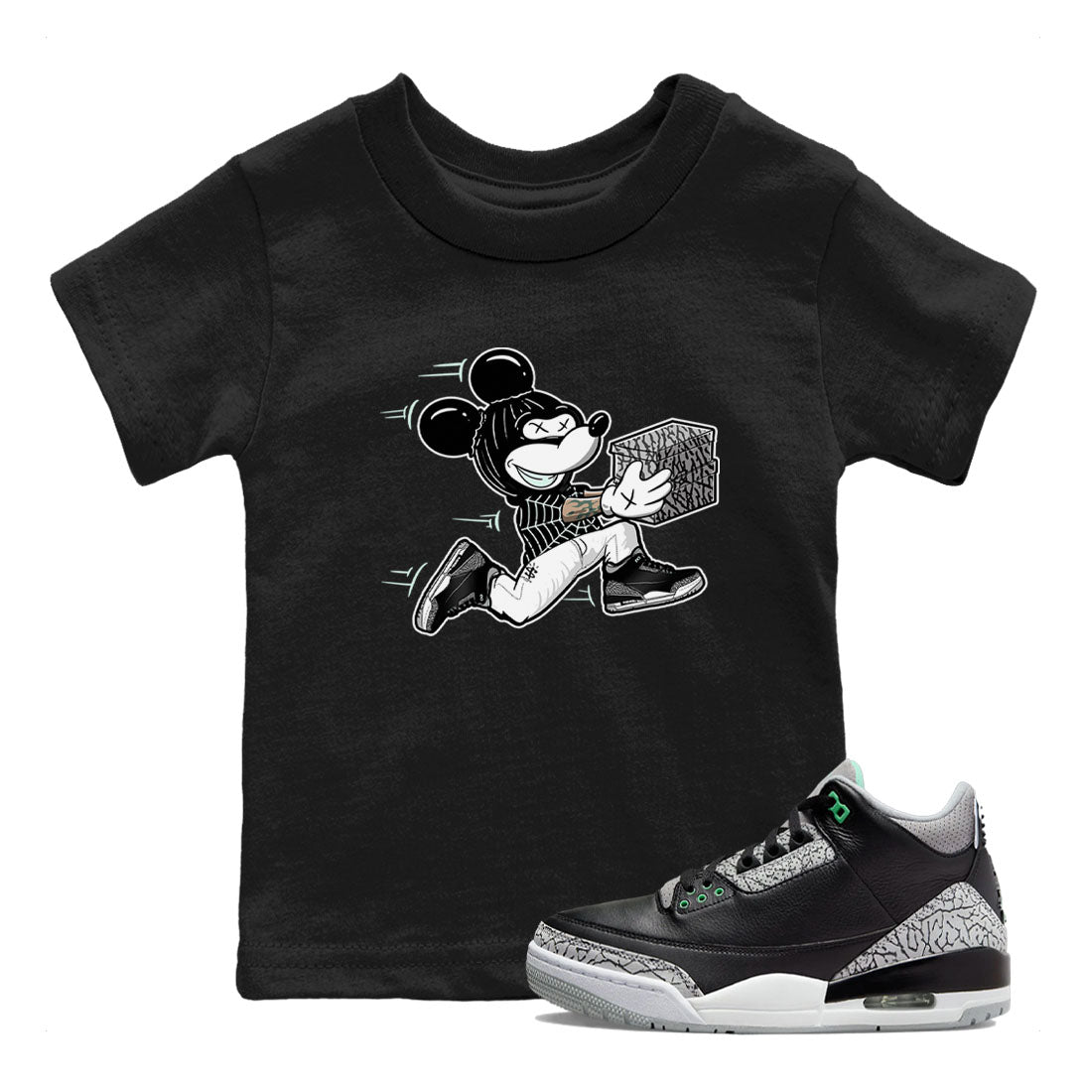 Thief Mouse snkmatch Tees Kids - Air Jordan 3 Green Glow