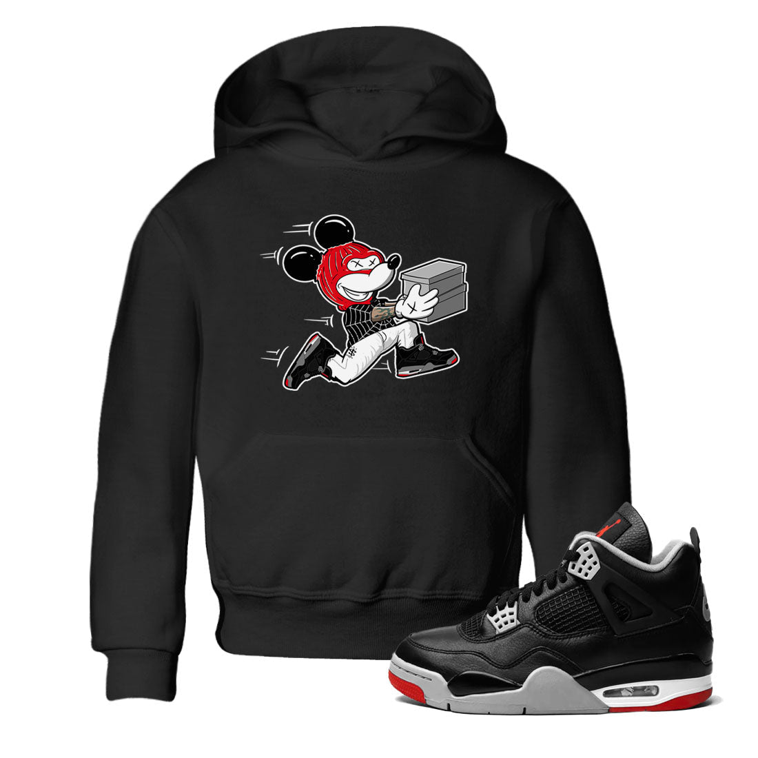 Thief Mouse snkmatch Tees Kids - Air Jordan 4 Bred Reimagined