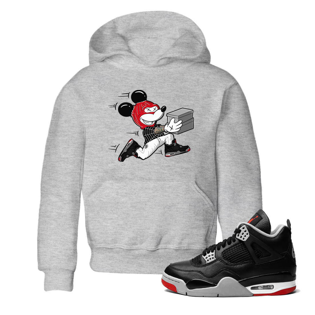 Thief Mouse snkmatch Tees Kids - Air Jordan 4 Bred Reimagined