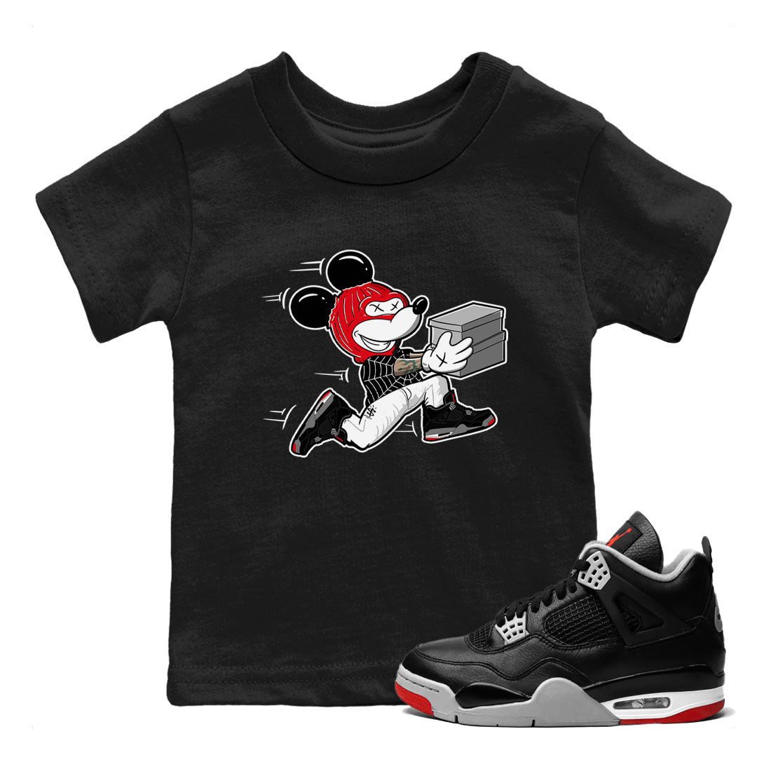 Thief Mouse snkmatch Tees Kids - Air Jordan 4 Bred Reimagined