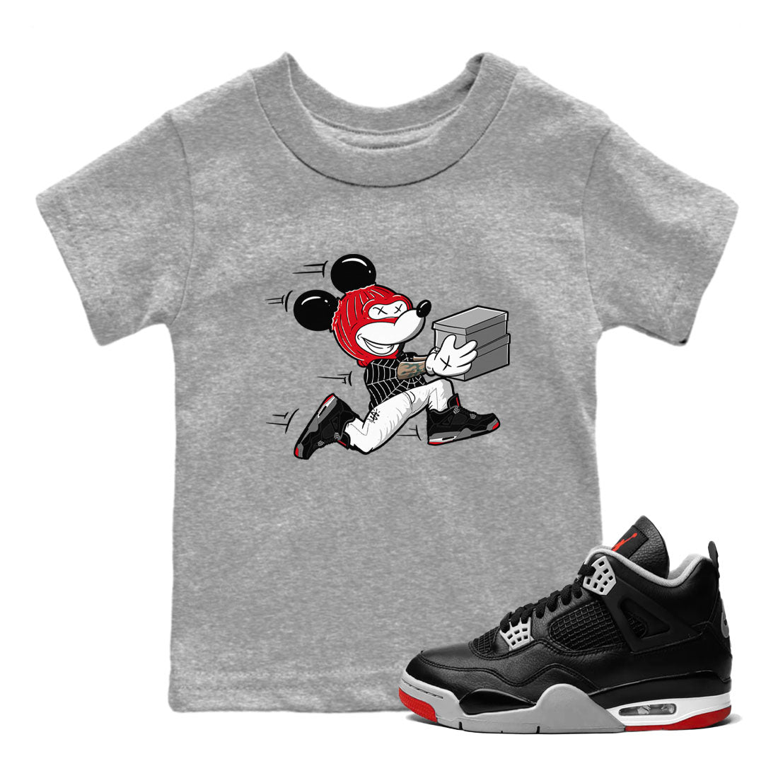 Thief Mouse snkmatch Tees Kids - Air Jordan 4 Bred Reimagined