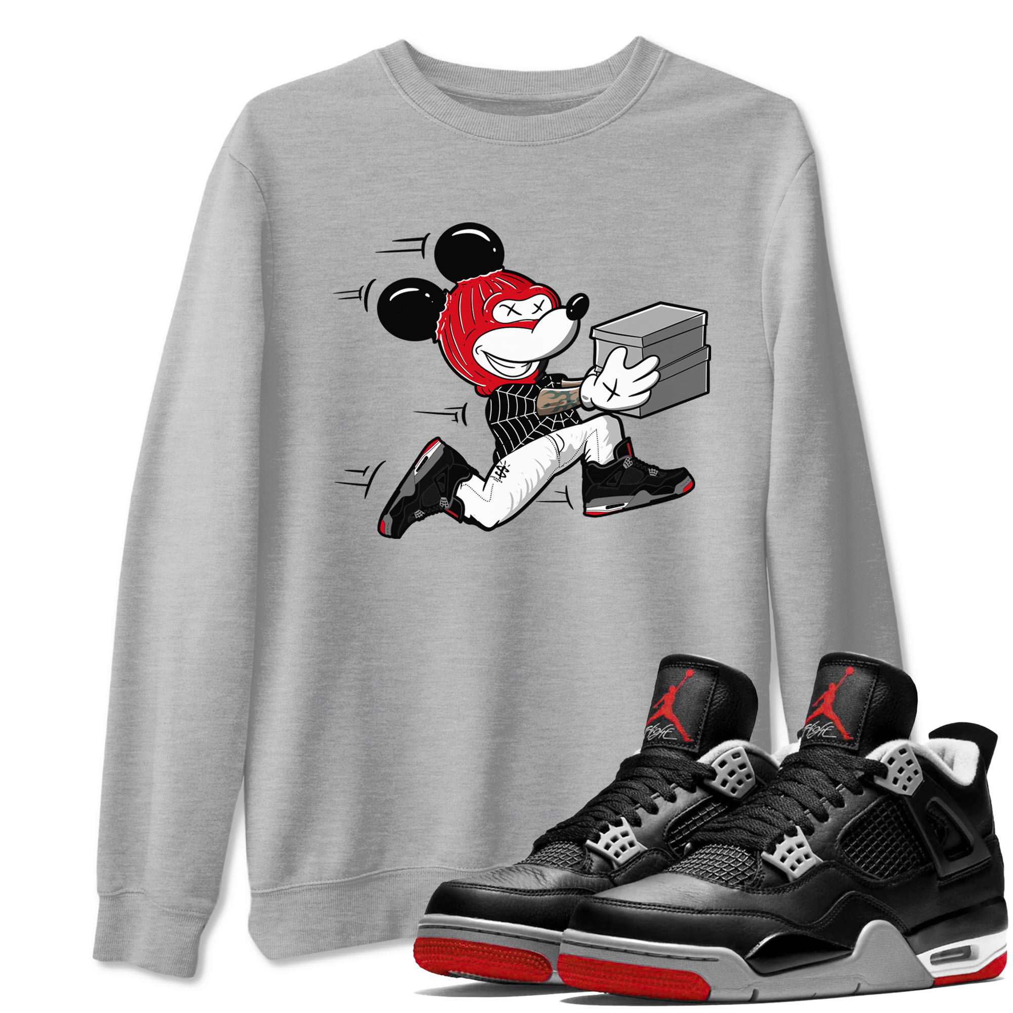 Thief Mouse snkmatch Tees - Air Jordan 4 Bred Reimagined