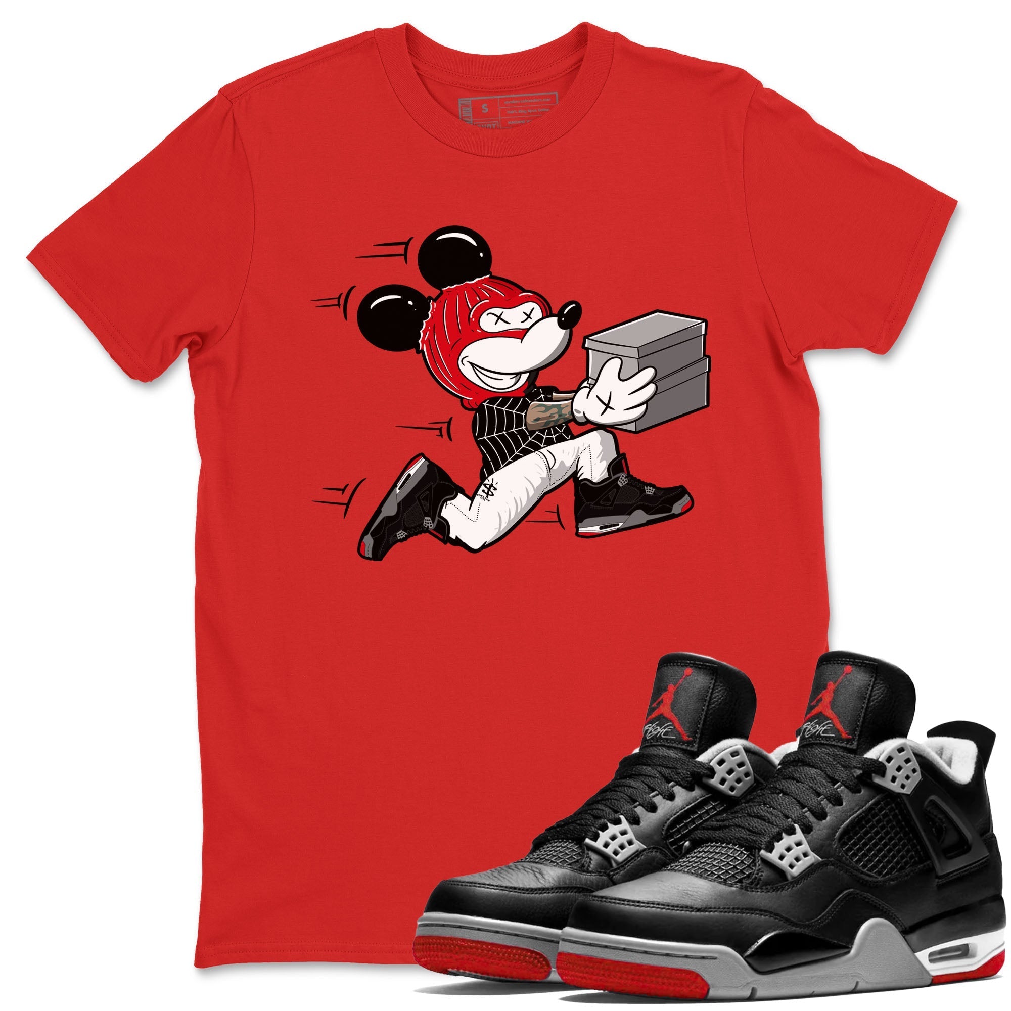 Thief Mouse snkmatch Tees - Air Jordan 4 Bred Reimagined