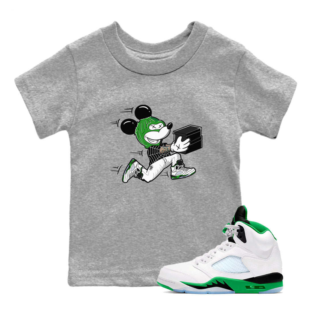 Thief Mouse snkmatch Tees Kids - Air Jordan 5 Lucky Green