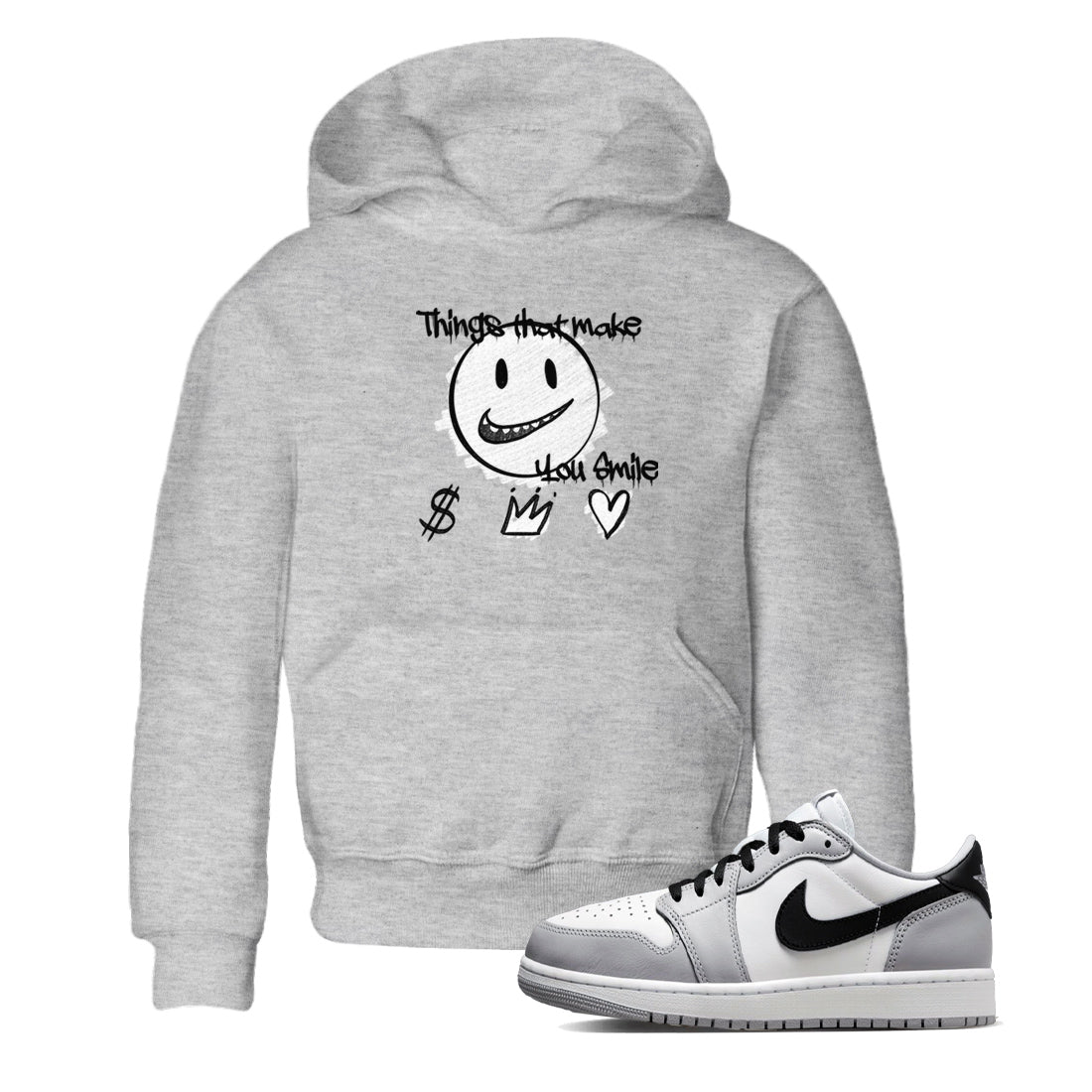 Things That Make You Smile snkmatch Tees Kids - Air Jordan 1 Wolf Grey