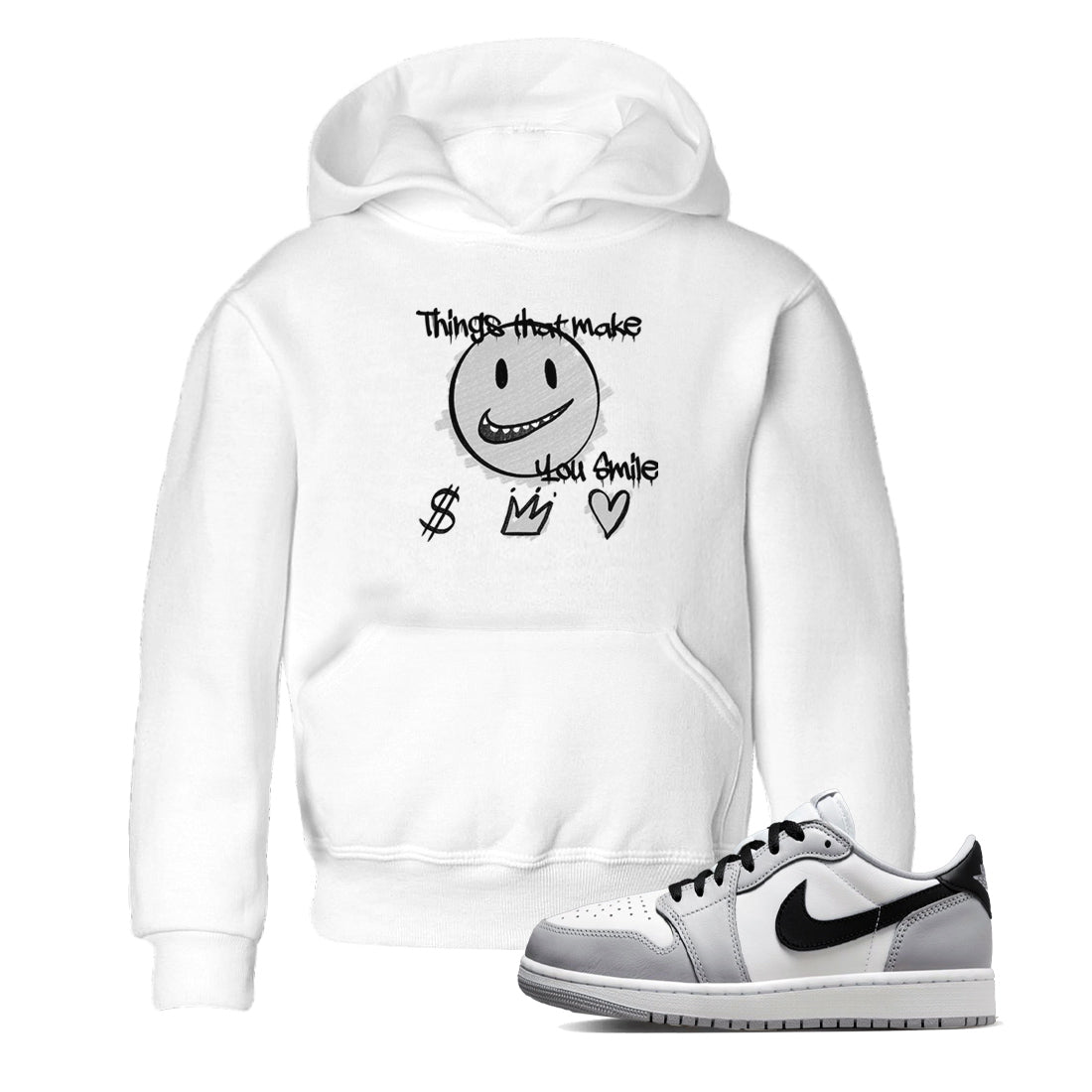Things That Make You Smile snkmatch Tees Kids - Air Jordan 1 Wolf Grey