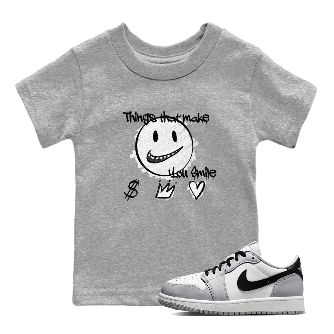 Things That Make You Smile snkmatch Tees Kids - Air Jordan 1 Wolf Grey