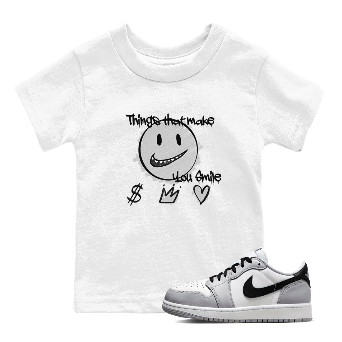 Things That Make You Smile snkmatch Tees Kids - Air Jordan 1 Wolf Grey