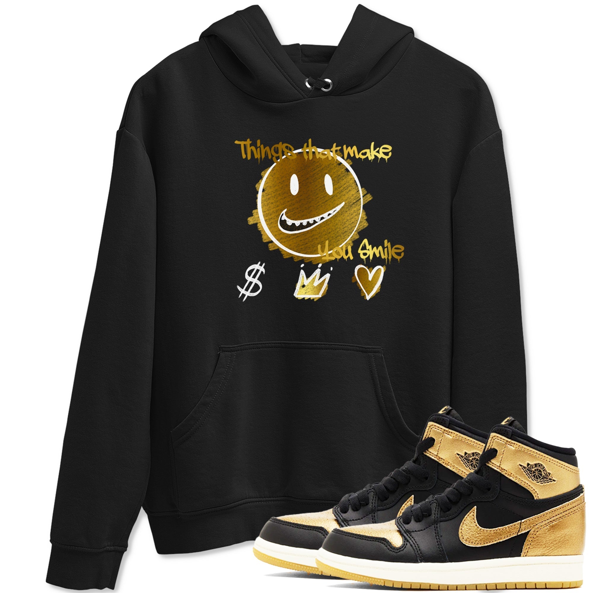 Things That Make You Smile snkmatch Tees - Air Jordan 1 Black Metallic Gold