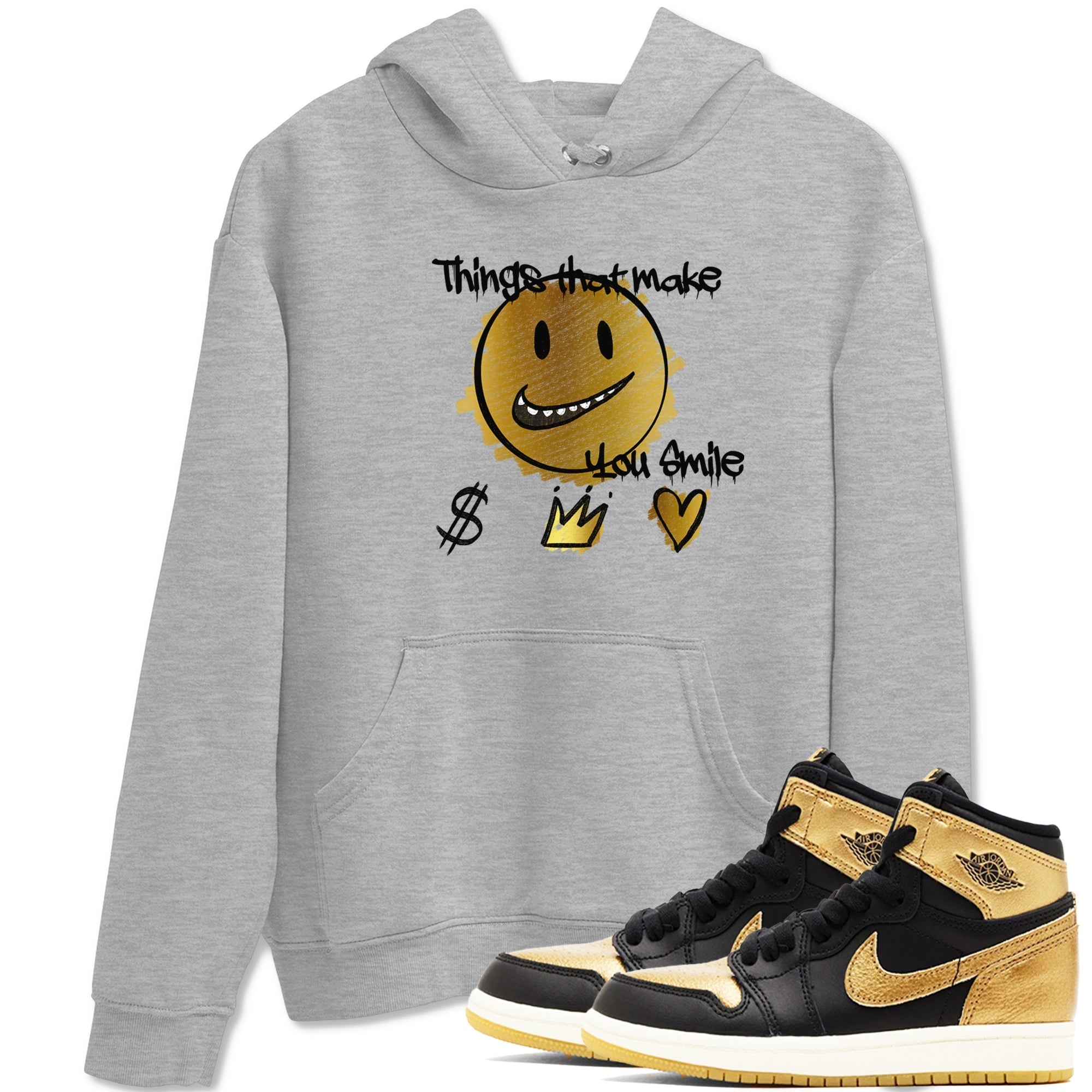 Things That Make You Smile snkmatch Tees - Air Jordan 1 Black Metallic Gold