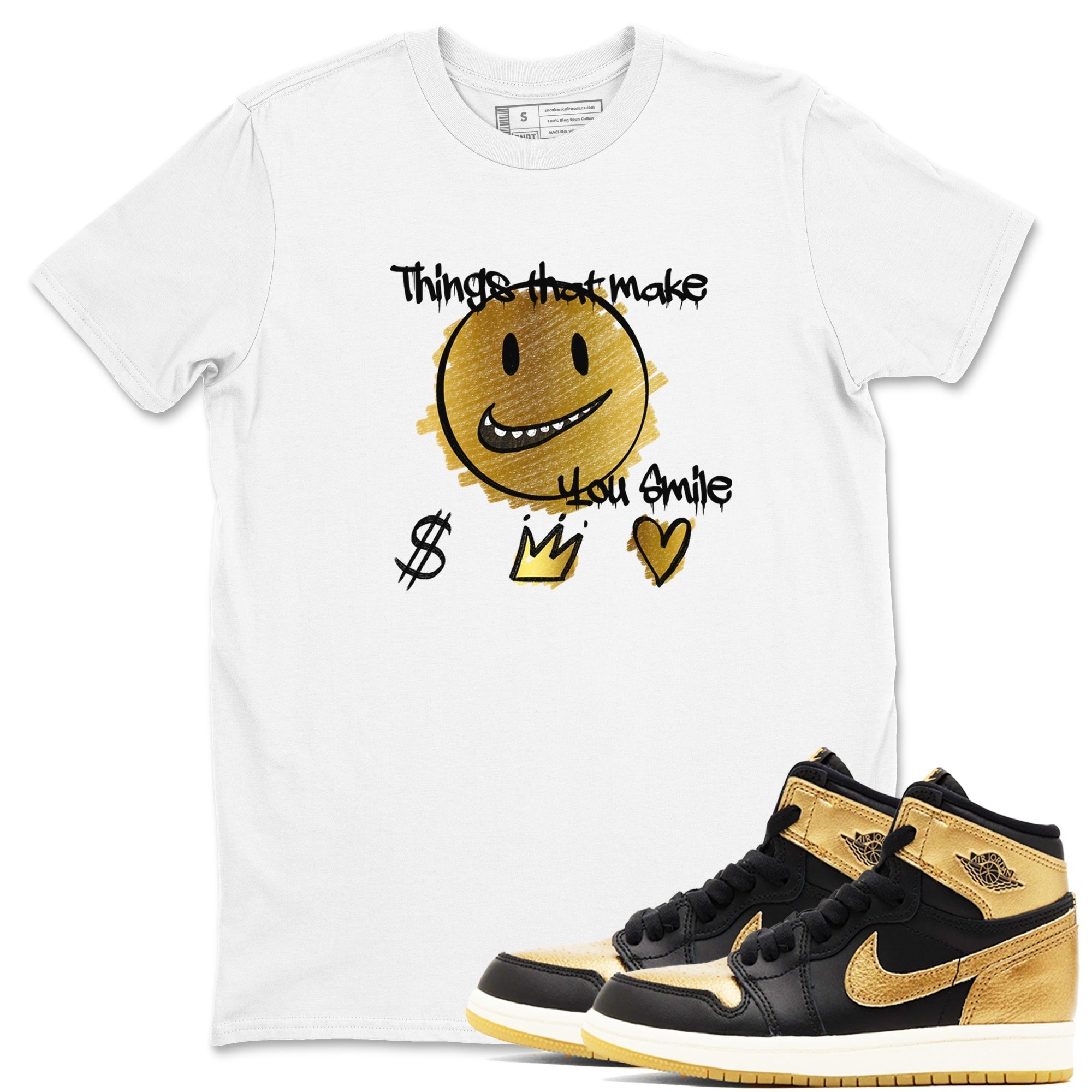 Things That Make You Smile snkmatch Tees - Air Jordan 1 Black Metallic Gold