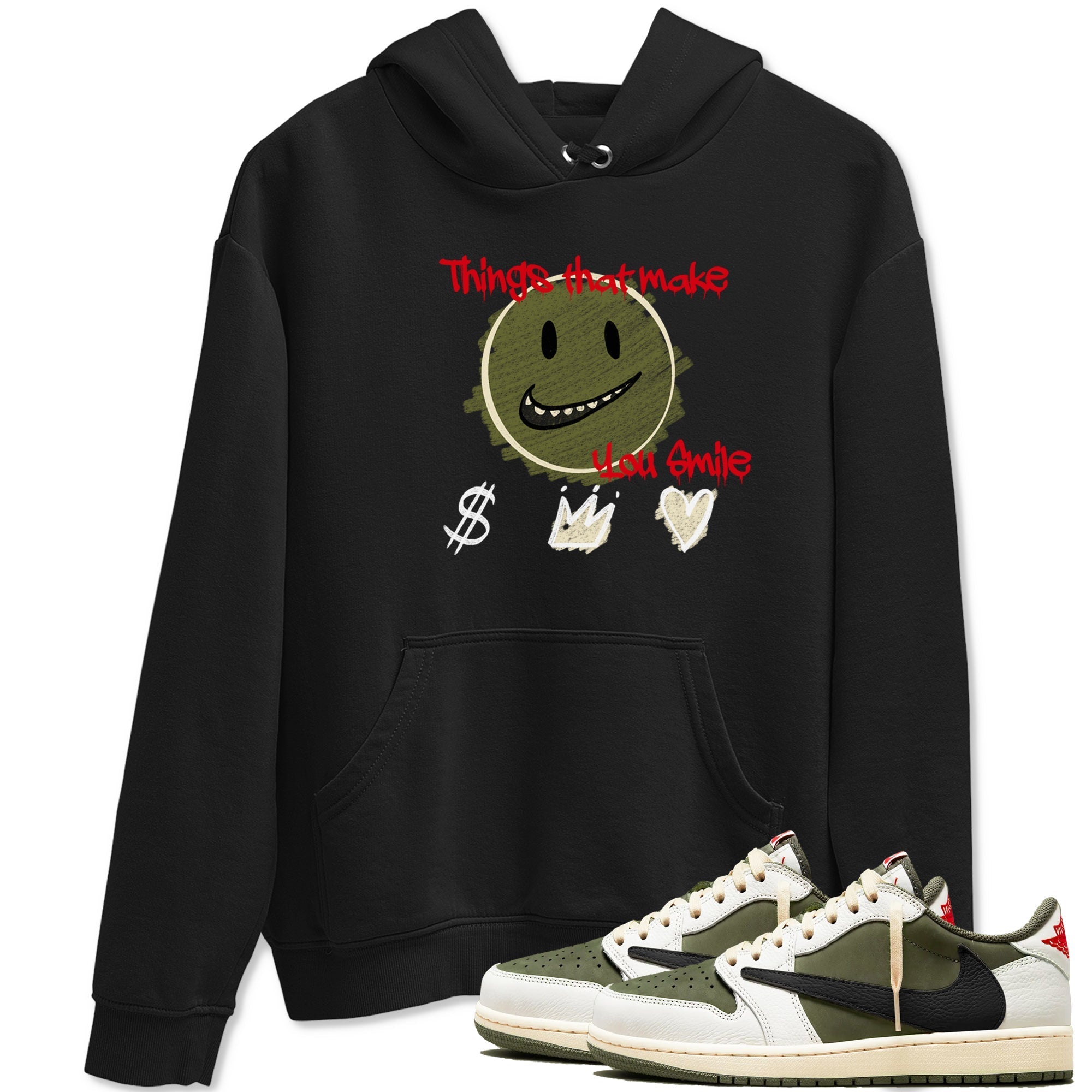 Things That Make You Smile snkmatch Tees - Air Jordan 1 Travis Scott Medium Olive