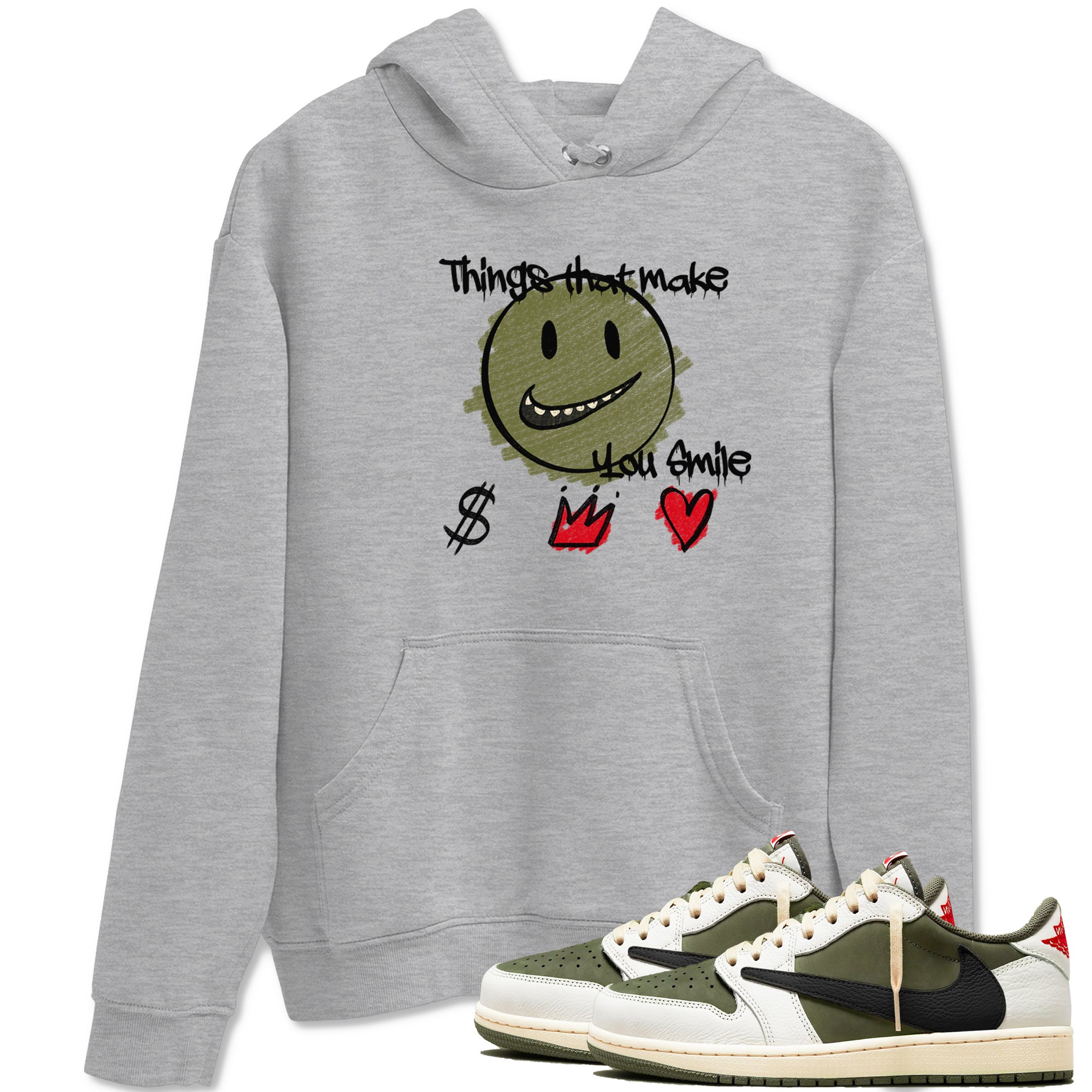 Things That Make You Smile snkmatch Tees - Air Jordan 1 Travis Scott Medium Olive