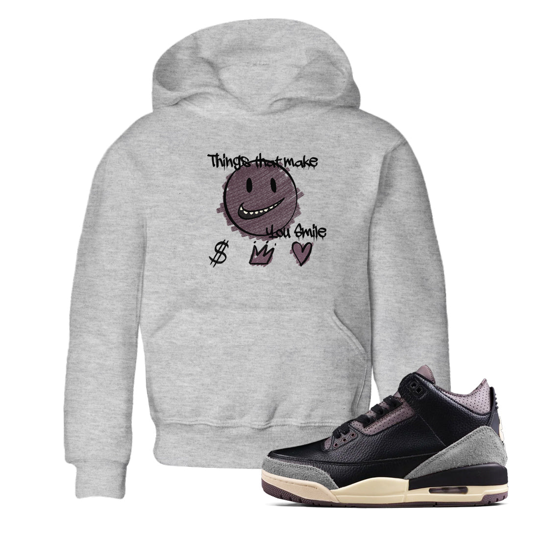 Things That Make You Smile snkmatch Tees Kids - Air Jordan 3 A Ma Maniere x Black