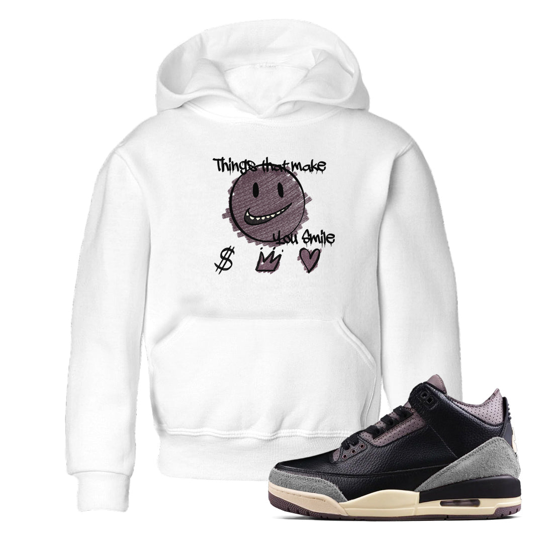 Things That Make You Smile snkmatch Tees Kids - Air Jordan 3 A Ma Maniere x Black