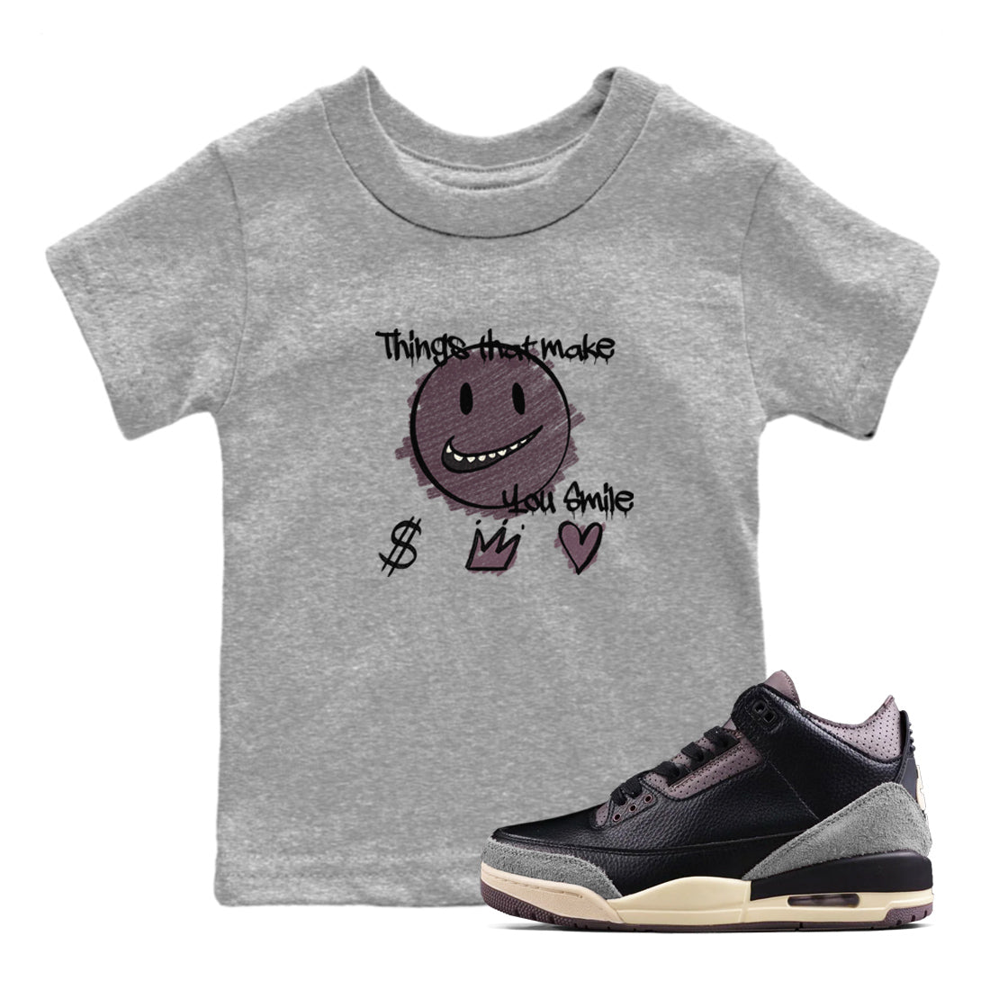 Things That Make You Smile snkmatch Tees Kids - Air Jordan 3 A Ma Maniere x Black