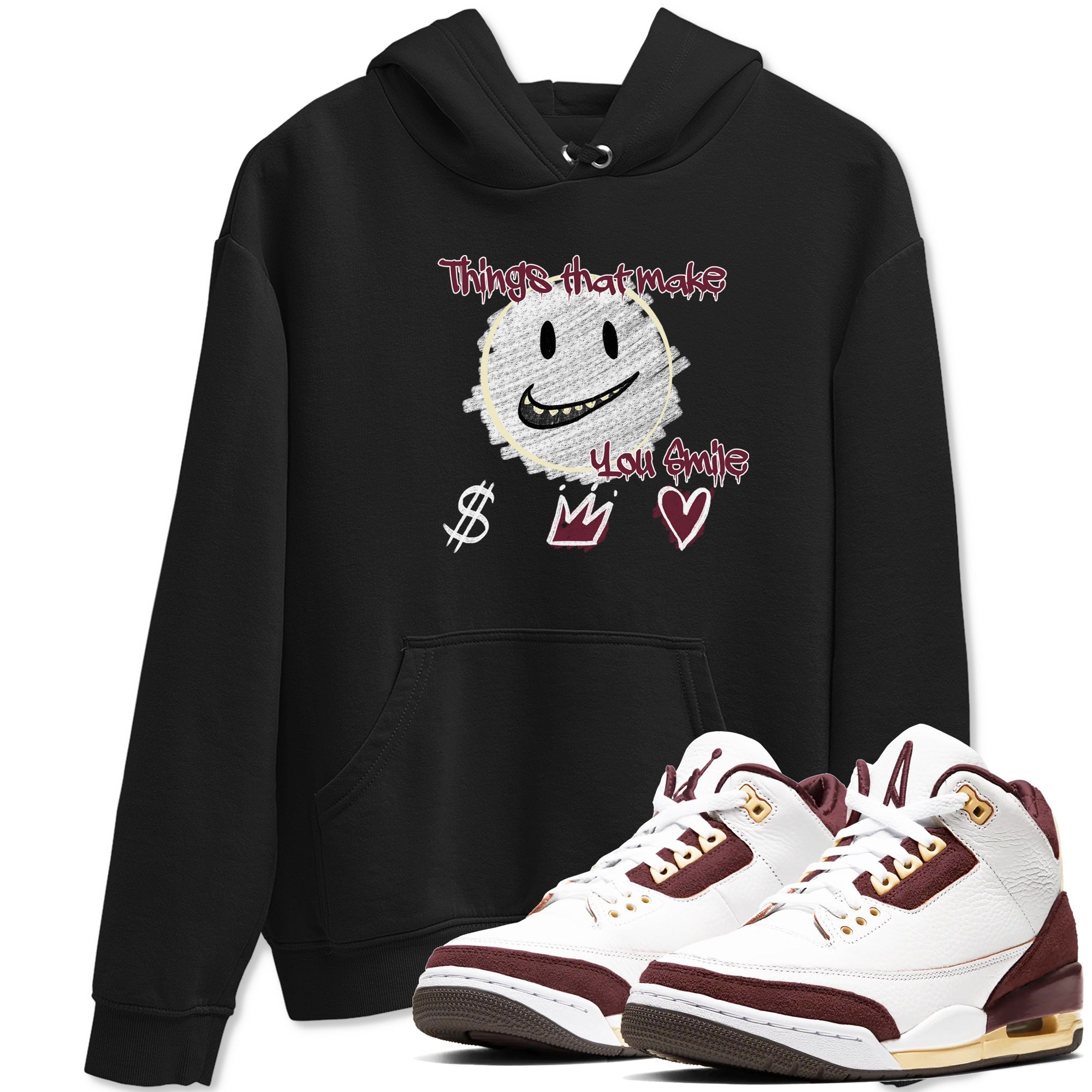 Things That Make You Smile snkmatch Tees - Air Jordan 3 A Ma Maniere x Burgundy Crush