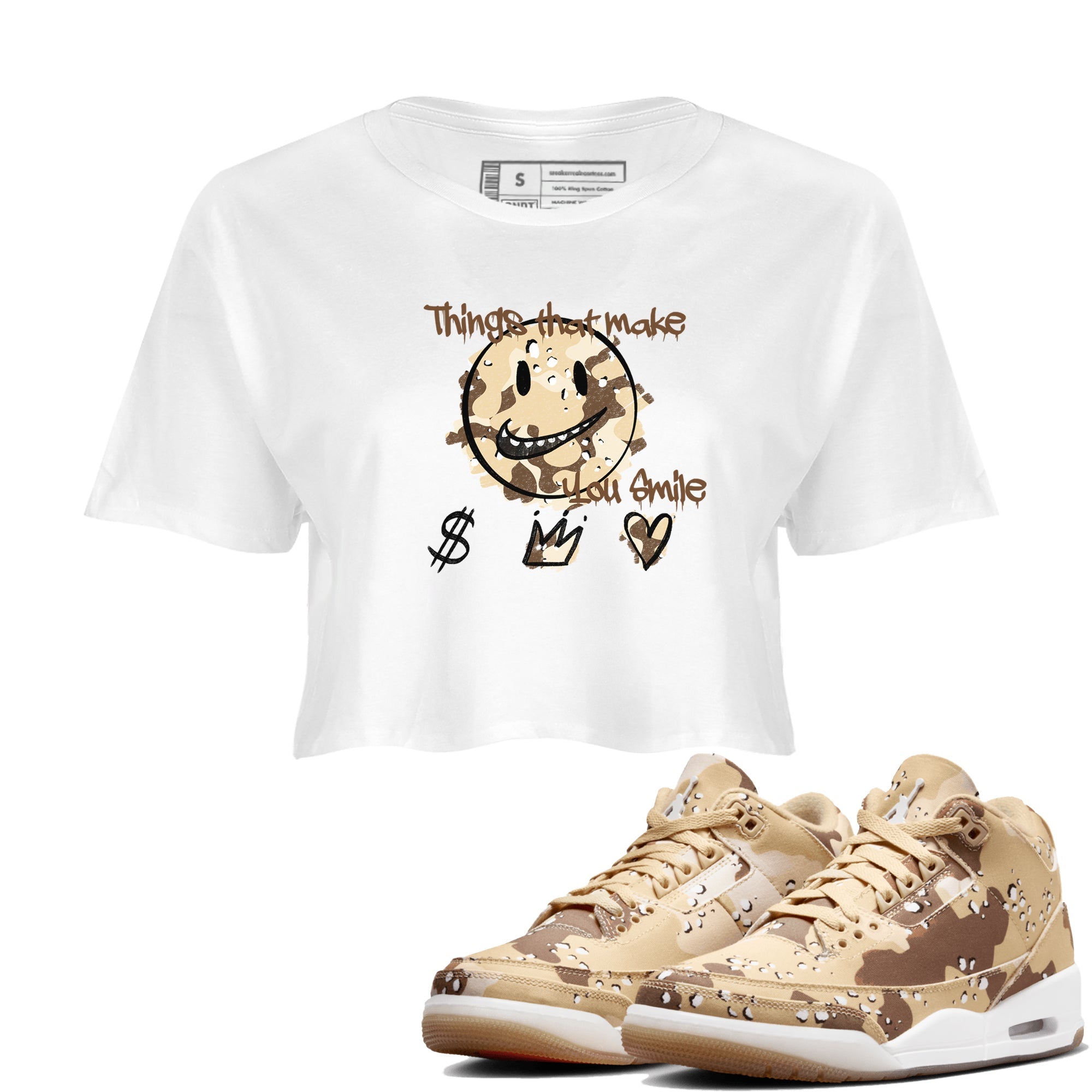 Things That Make You Smile snkmatch Women's Top - Air Jordan 3 Desert Camo
