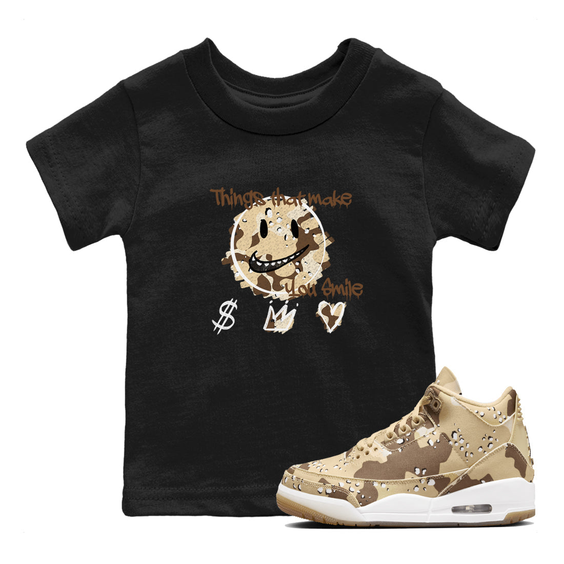 Things That Make You Smile snkmatch Tees Kids - Air Jordan 3 Desert Camo