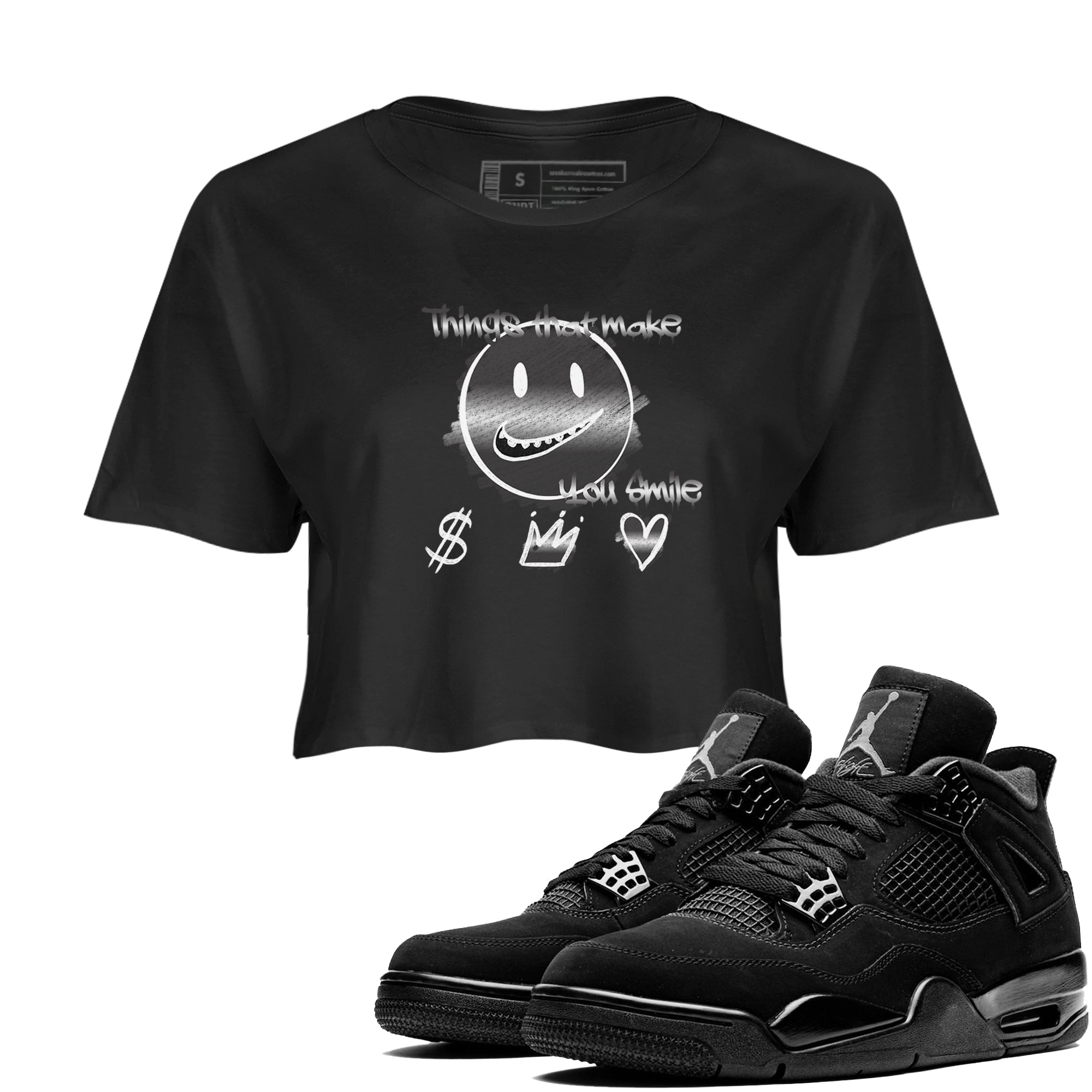 Things That Make You Smile snkmatch Women's Top - Air Jordan 4 Black Cat