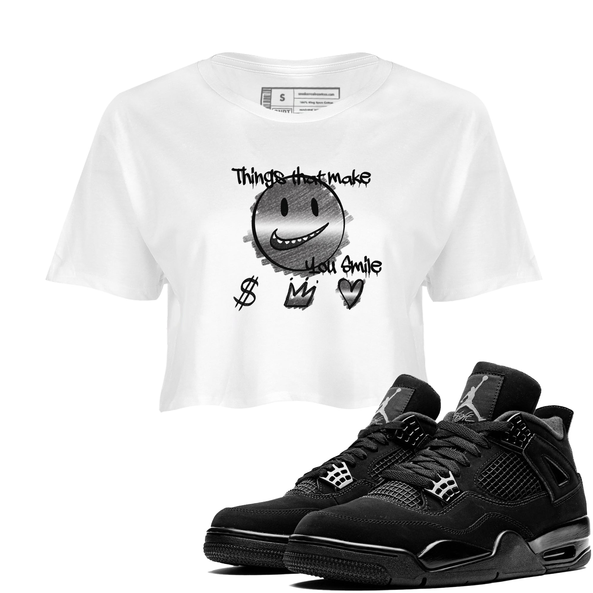 Things That Make You Smile snkmatch Women's Top - Air Jordan 4 Black Cat