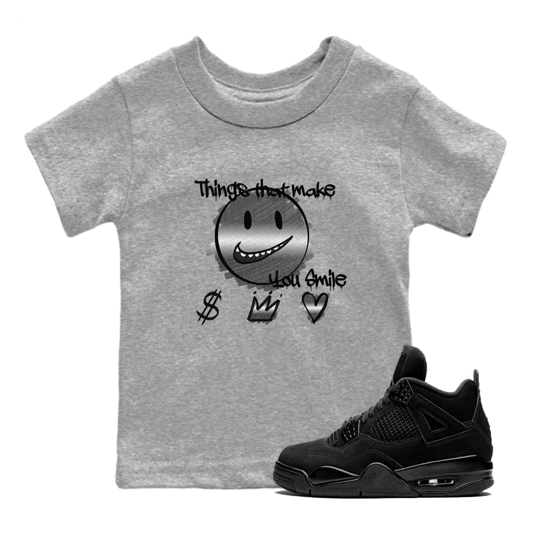 Things That Make You Smile snkmatch Tees Kids - Air Jordan 4 Black Cat