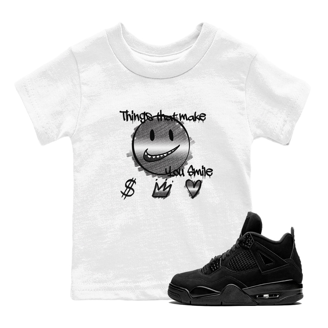 Things That Make You Smile snkmatch Tees Kids - Air Jordan 4 Black Cat