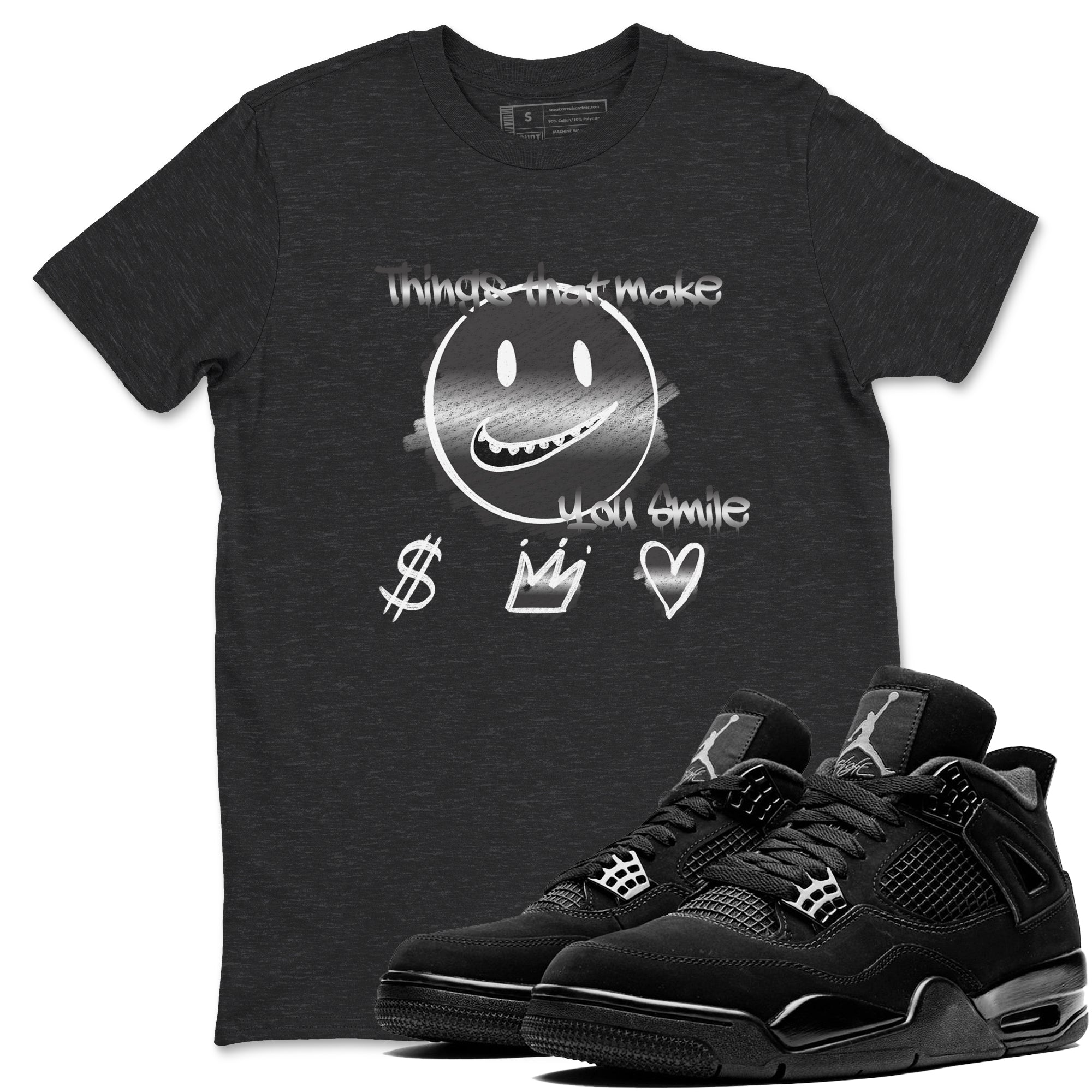 Things That Make You Smile snkmatch Tees - Air Jordan 4 Black Cat
