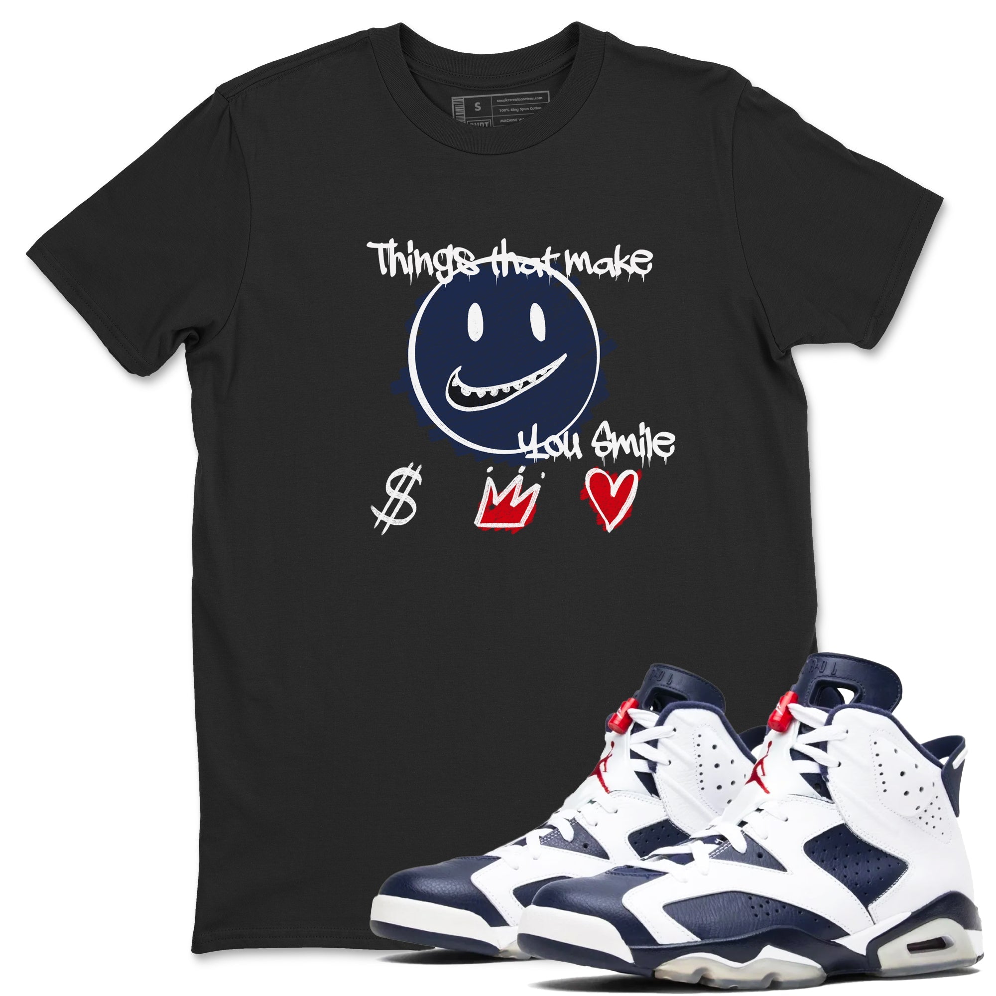 Things That Make You Smile snkmatch Tees - Air Jordan 6 White And Midnight Navy