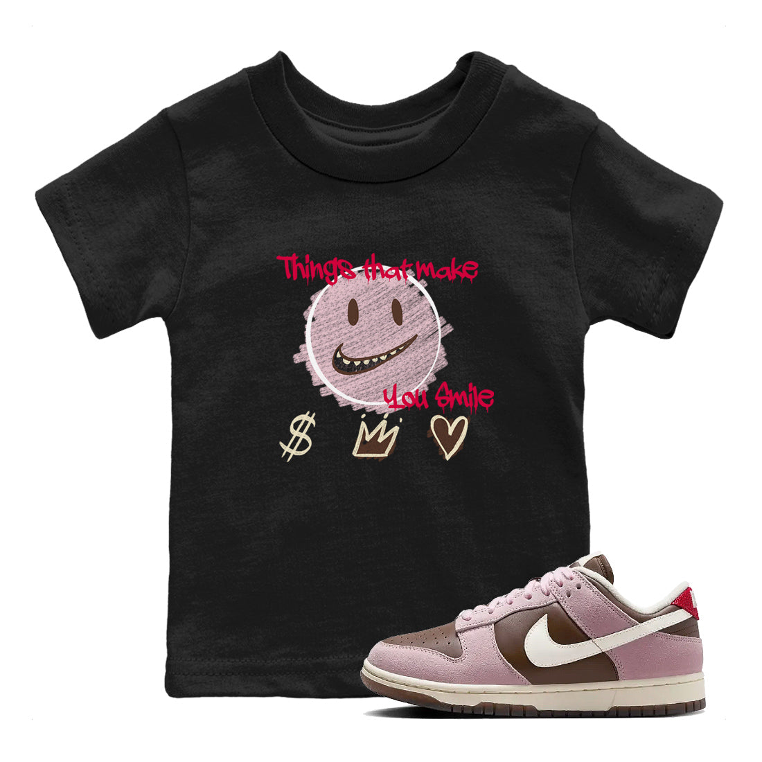 Things That Make You Smile snkmatch Tees Kids - Dunk Cacao Wow And Pink Foam