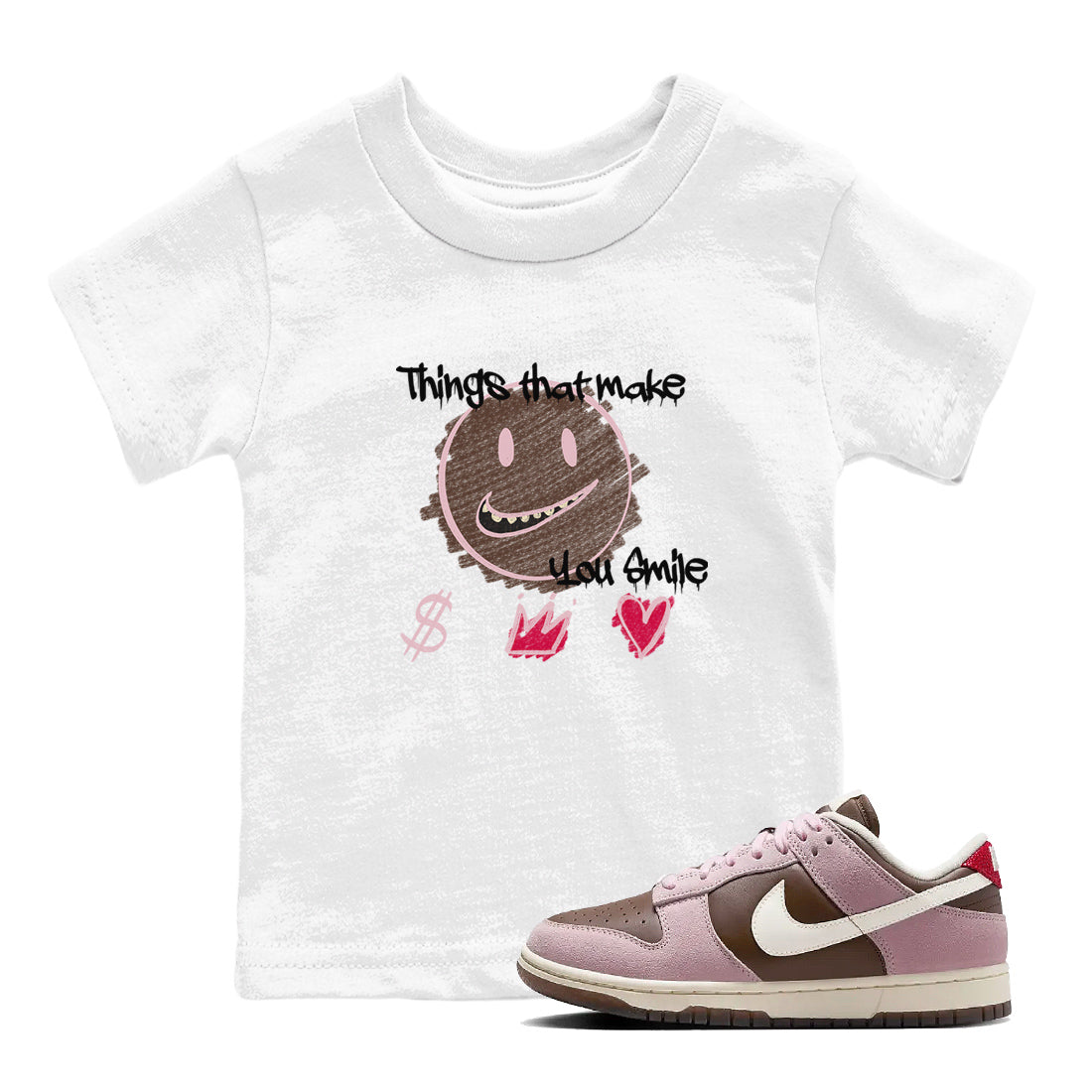 Things That Make You Smile snkmatch Tees Kids - Dunk Cacao Wow And Pink Foam
