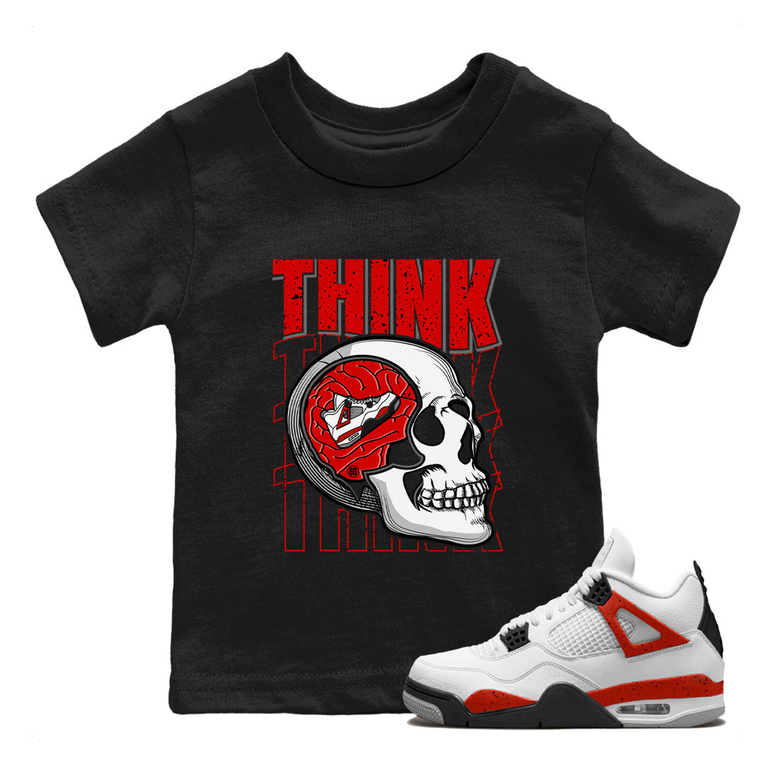 Think Think Think Kids Tops - Air Jordan 4 Red Cement
