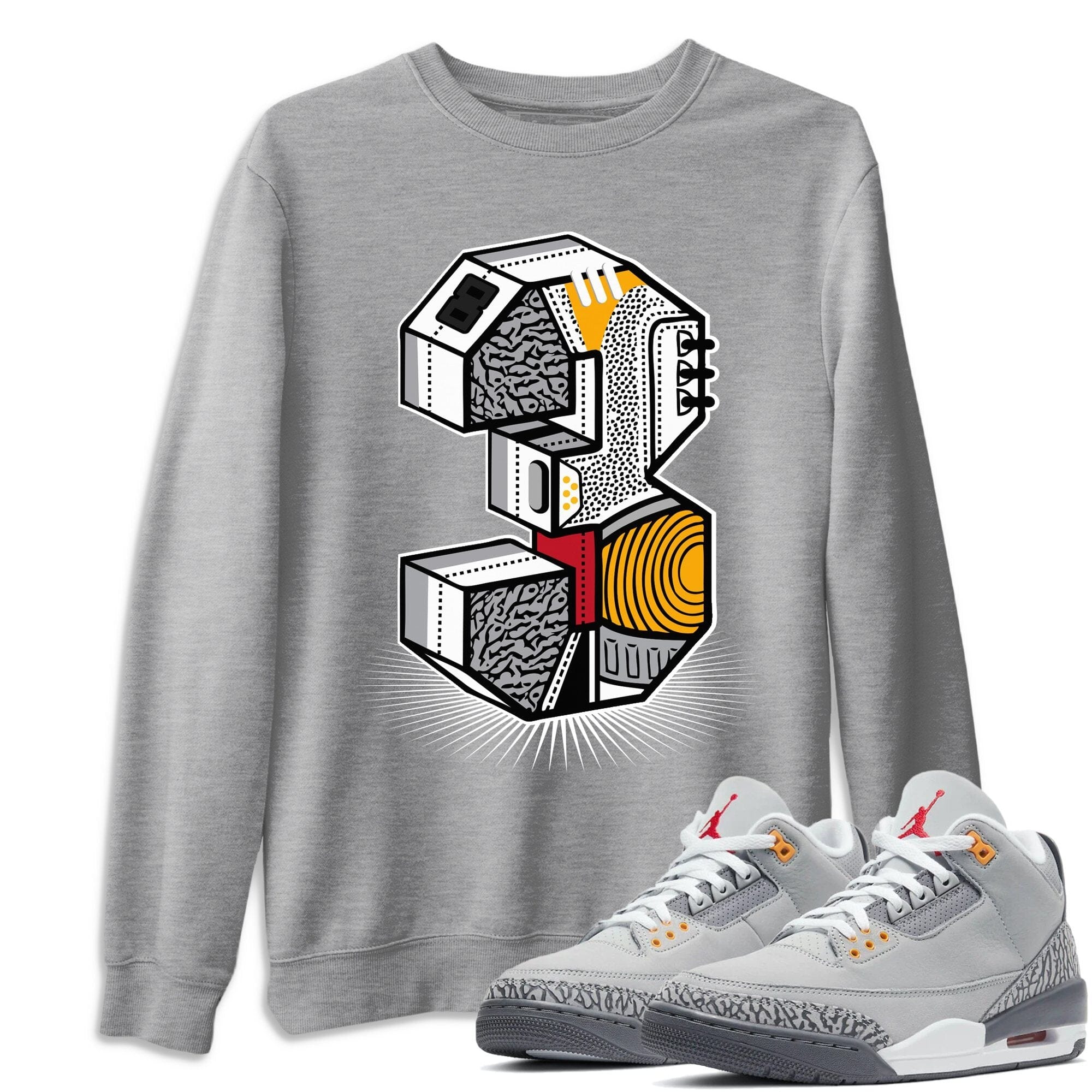 Three Statue Unisex Tops - Air Jordan 3 Cool Grey