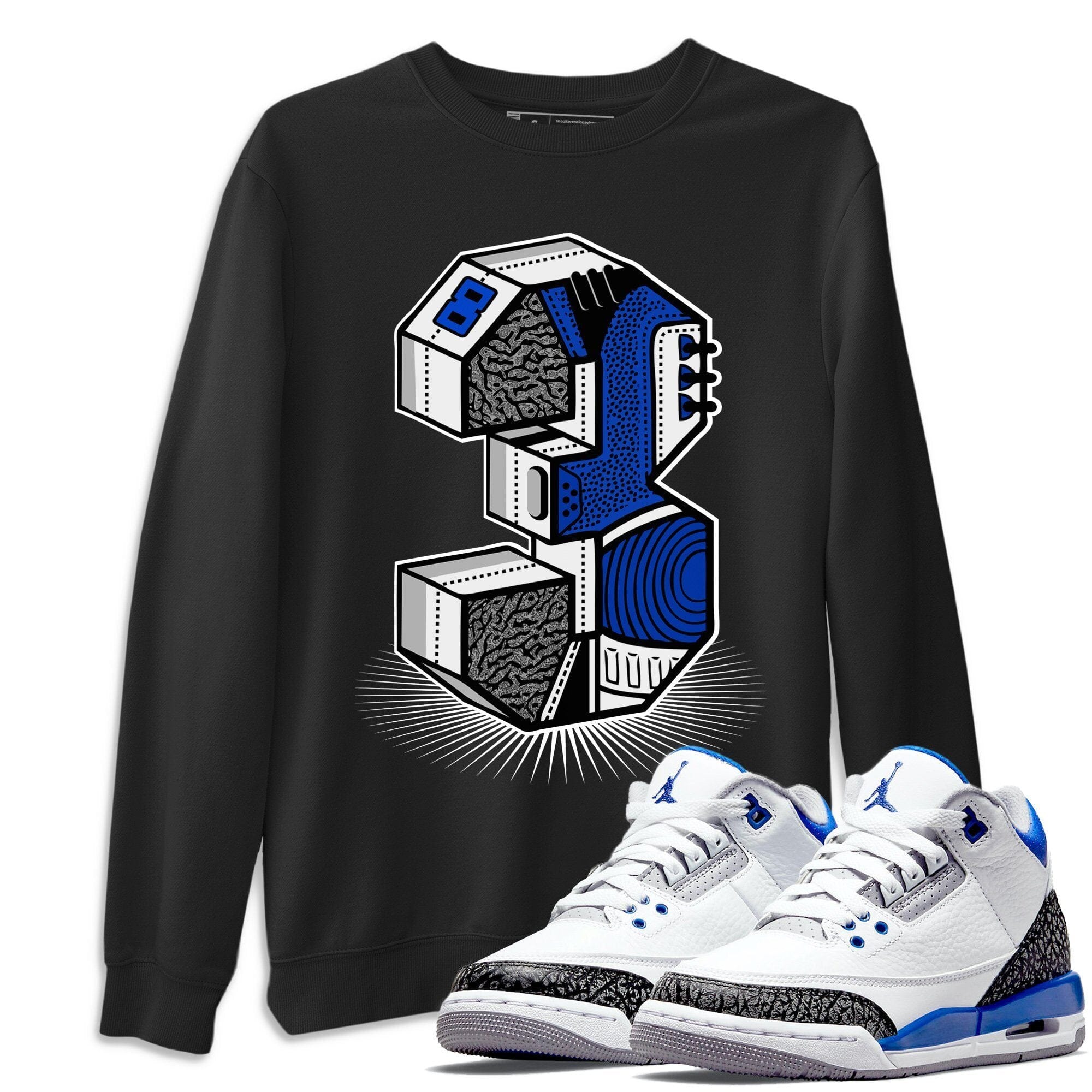 Three Statue Unisex Tops - Air Jordan 3 Racer Blue