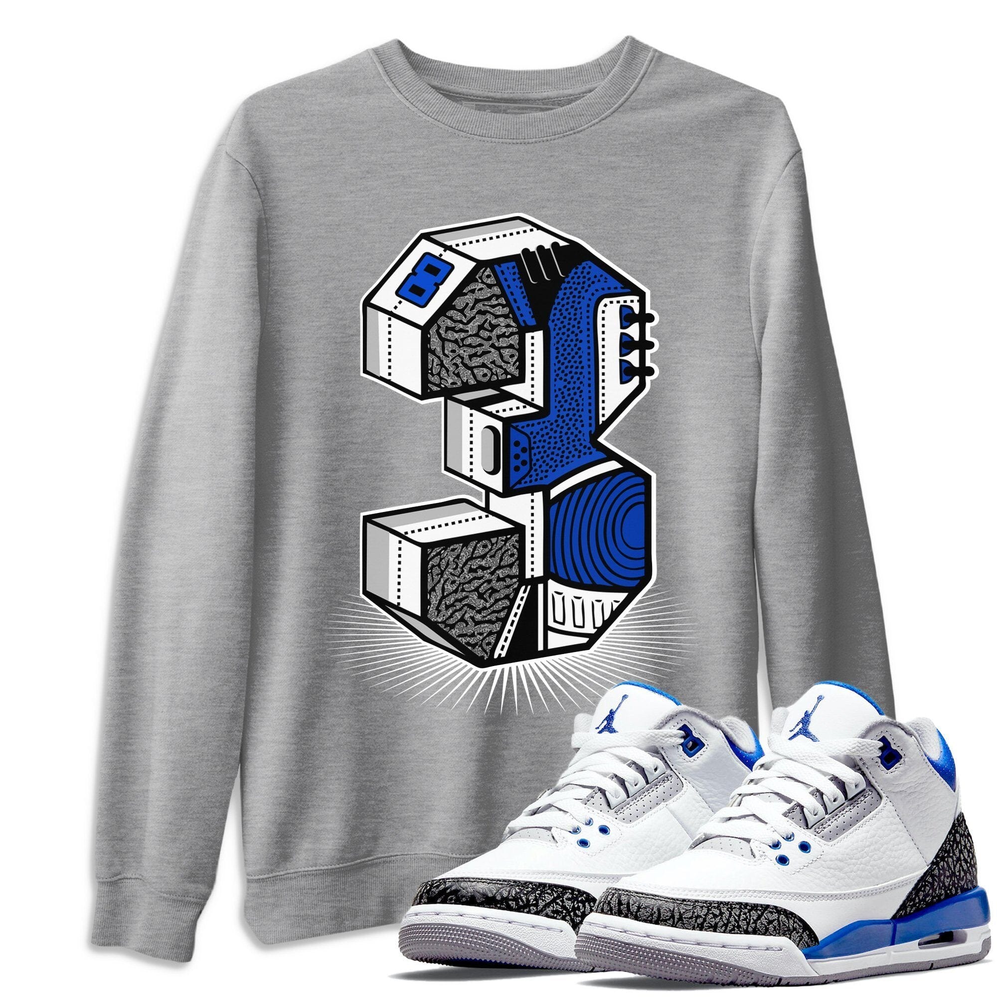 Three Statue Unisex Tops - Air Jordan 3 Racer Blue
