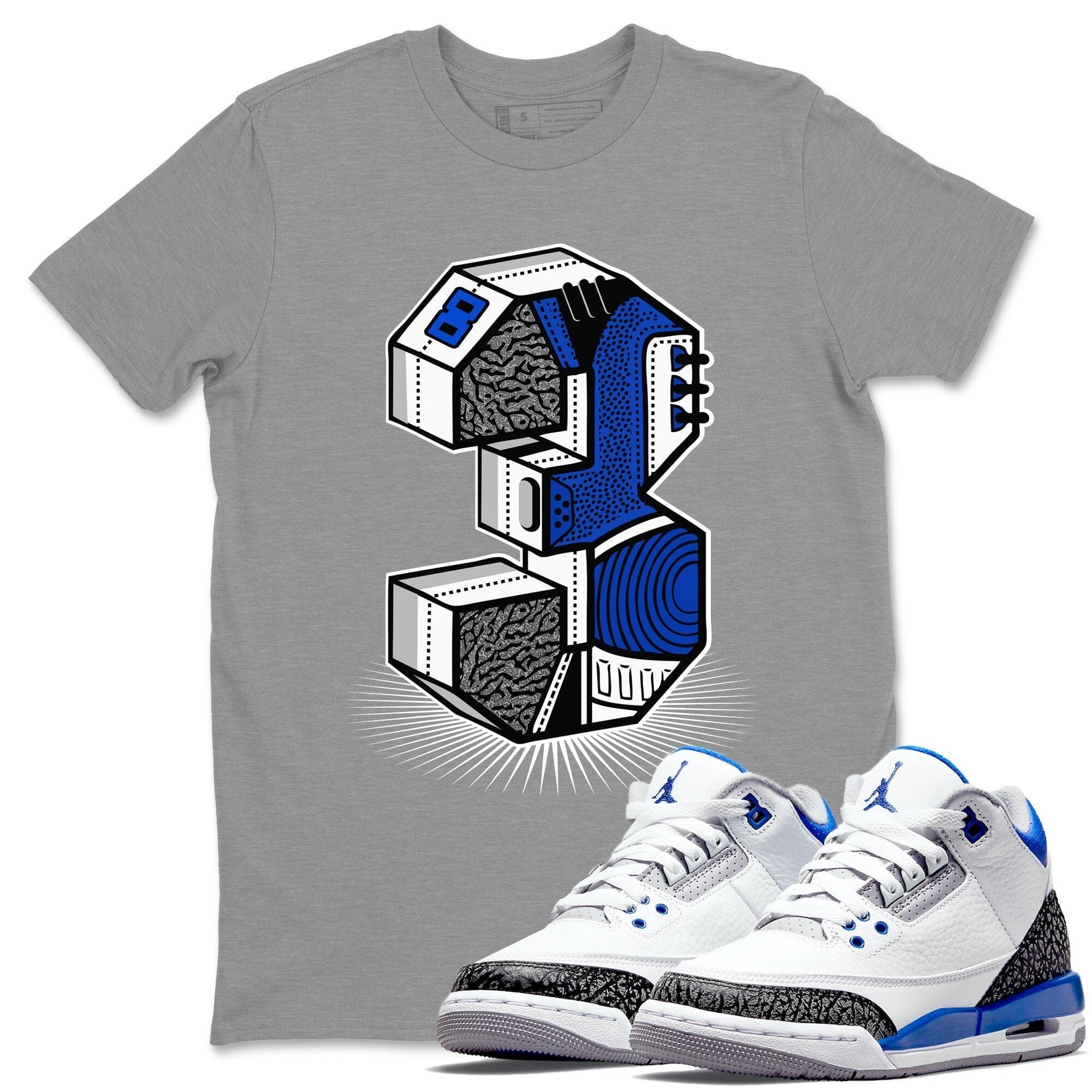 Three Statue Unisex Tops - Air Jordan 3 Racer Blue