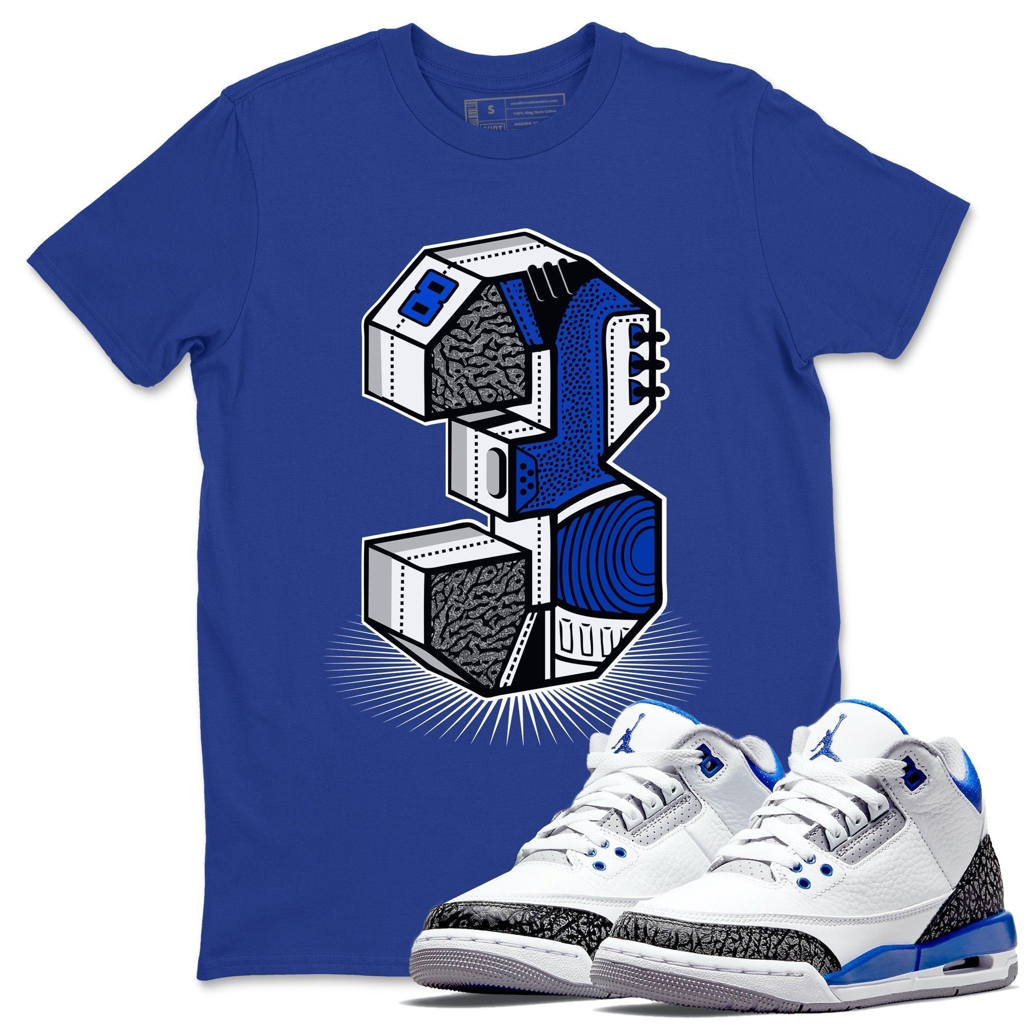 Three Statue Unisex Tops - Air Jordan 3 Racer Blue