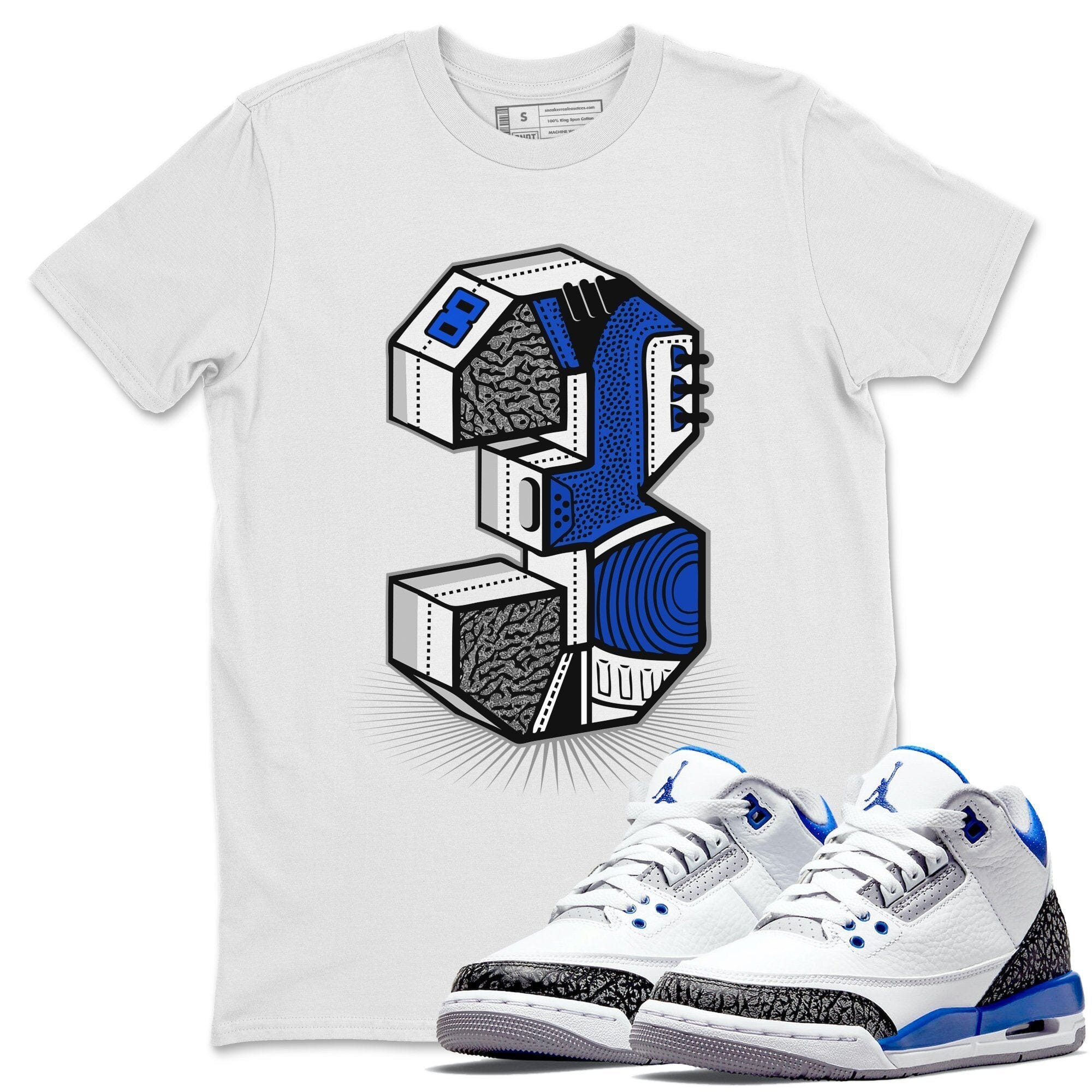 Three Statue Unisex Tops - Air Jordan 3 Racer Blue