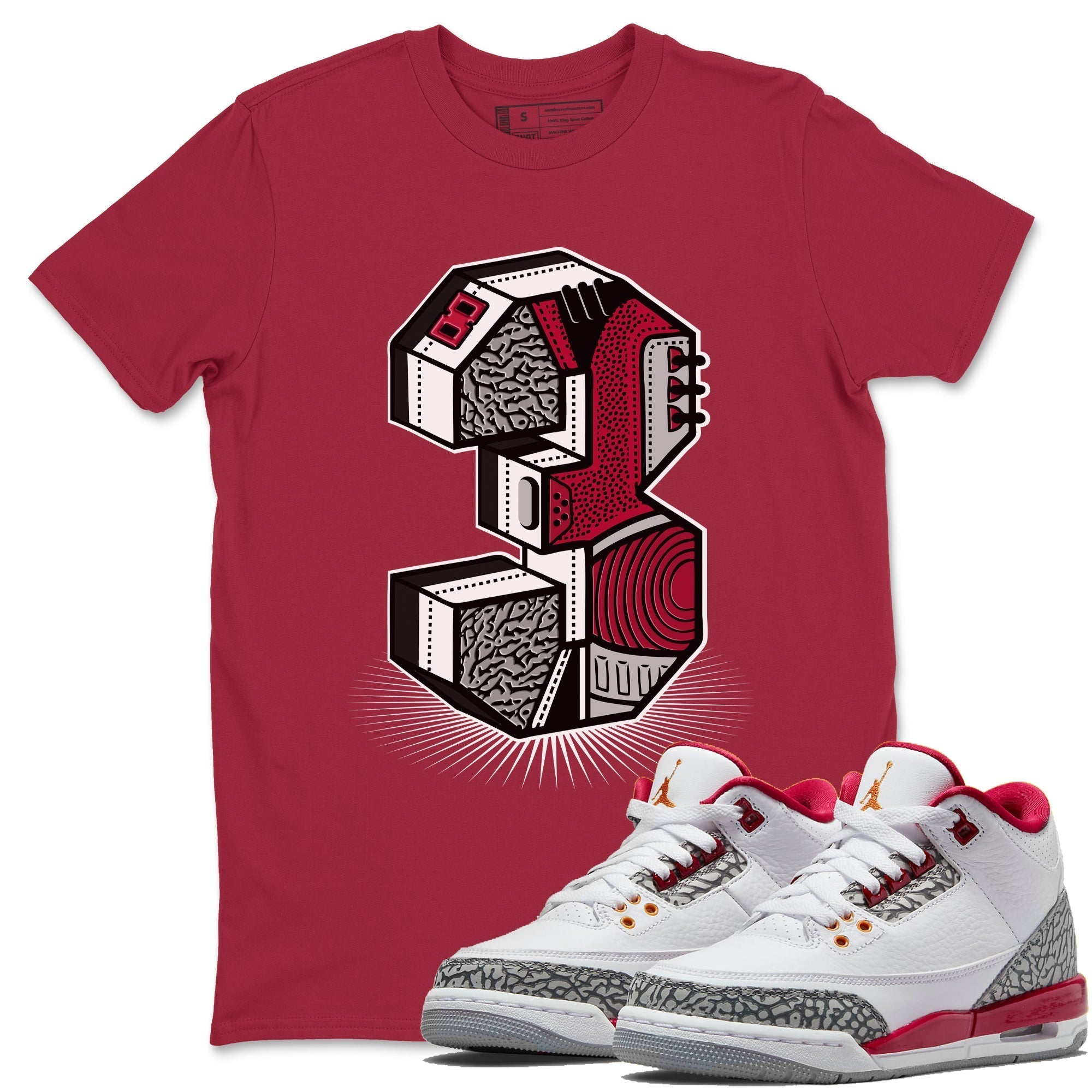 Three Statue Unisex Tops - Air Jordan 3 Cardinal