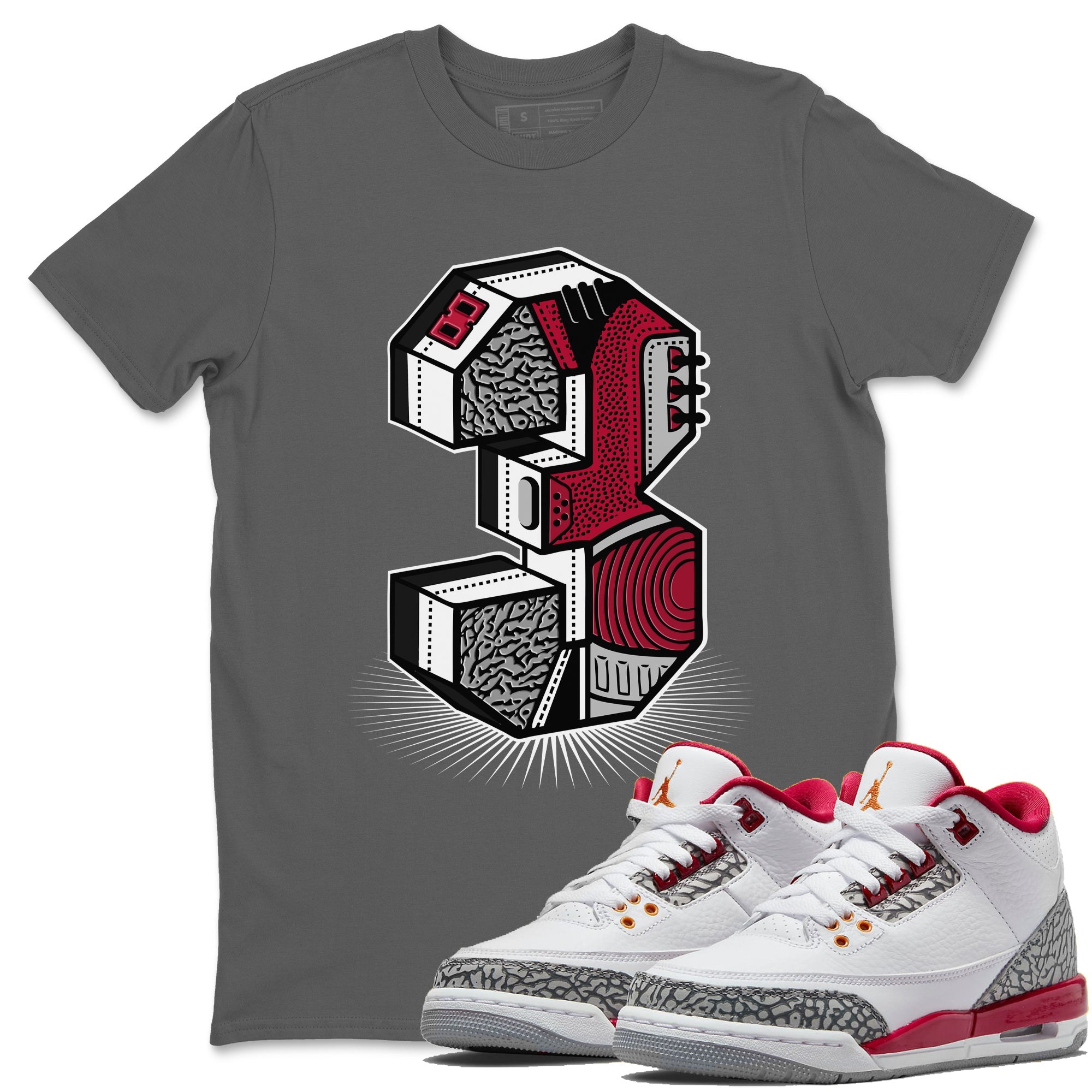 Three Statue Unisex Tops - Air Jordan 3 Cardinal