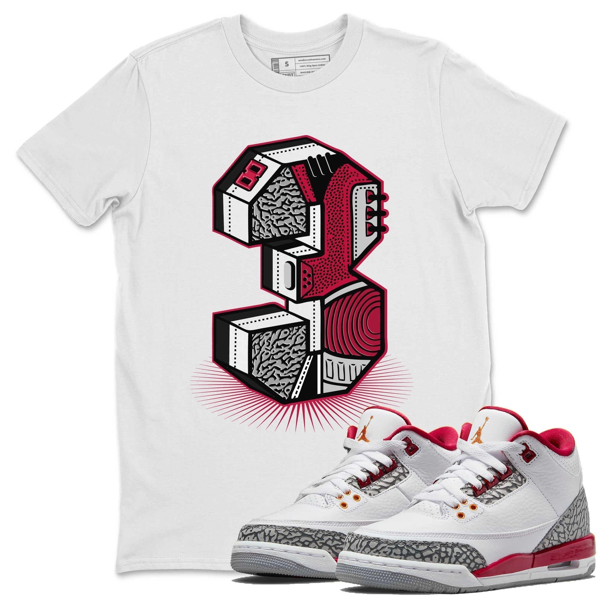 Three Statue Unisex Tops - Air Jordan 3 Cardinal