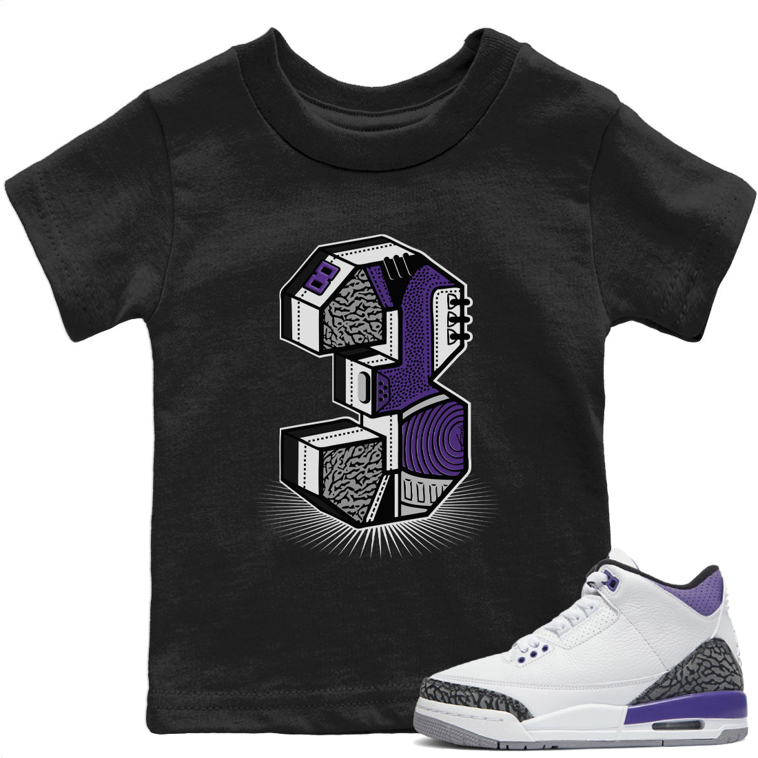 Three Statue Kids Tops - Air Jordan 3 Dark Iris