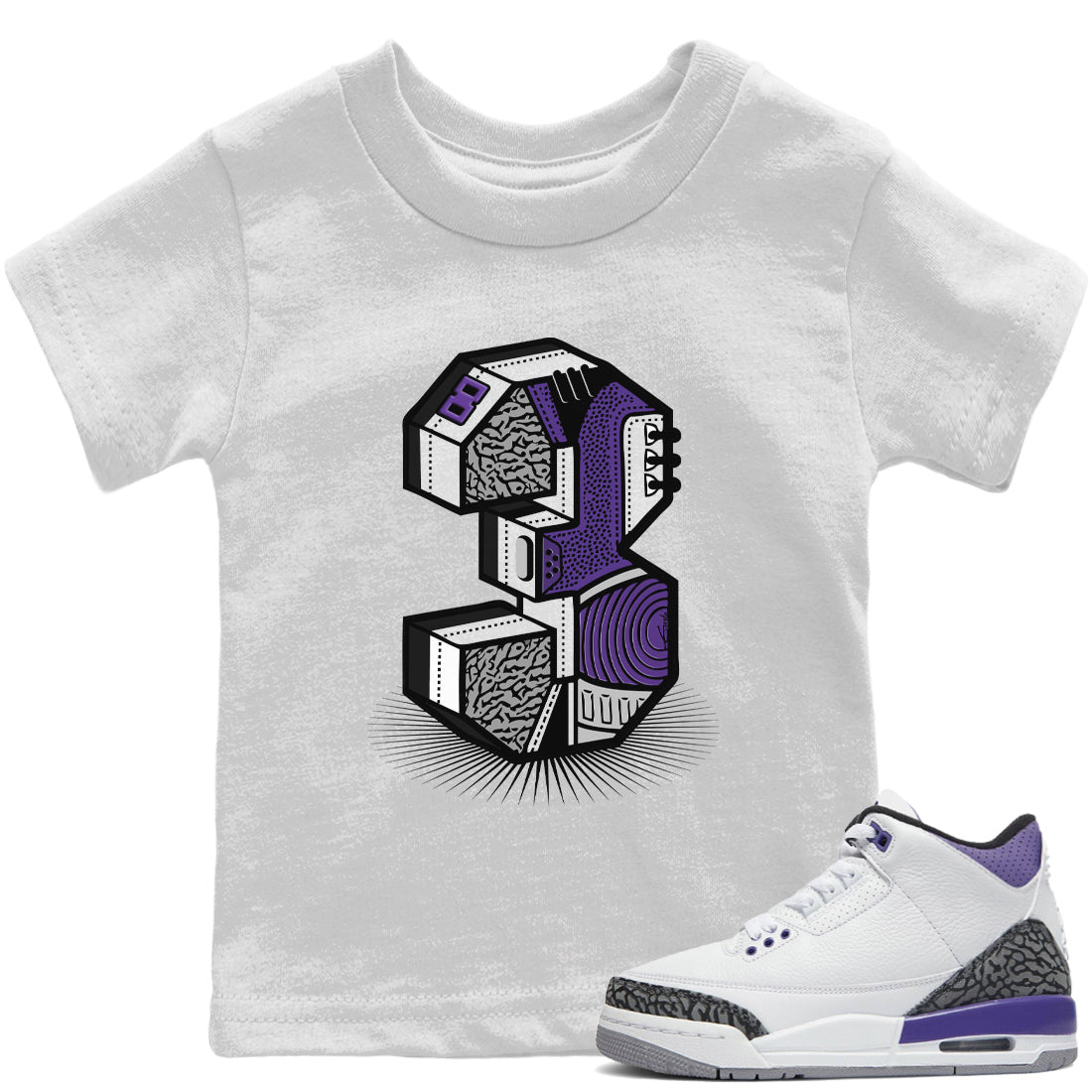 Three Statue Kids Tops - Air Jordan 3 Dark Iris