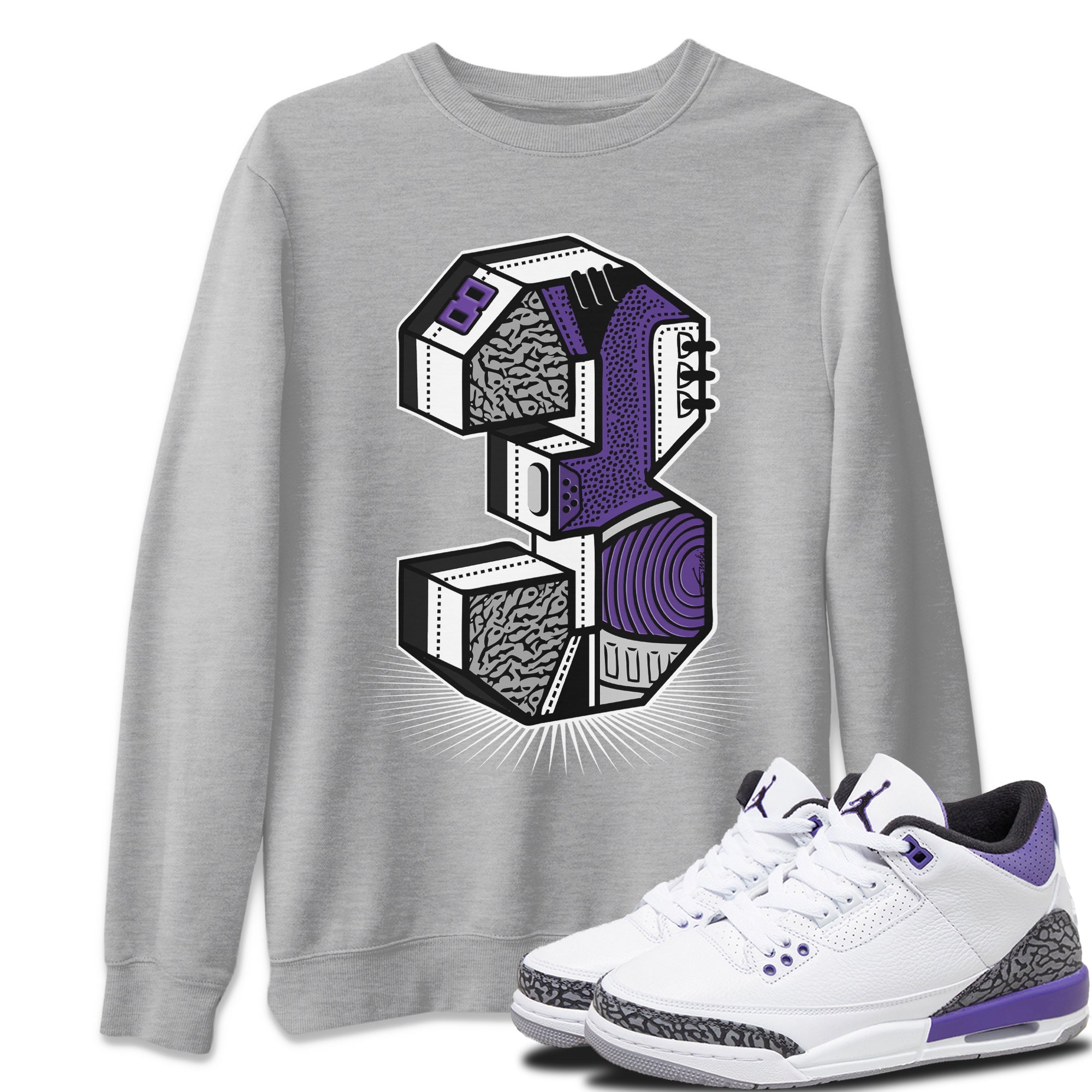 Three Statue Unisex Tops - Air Jordan 3 Dark Iris