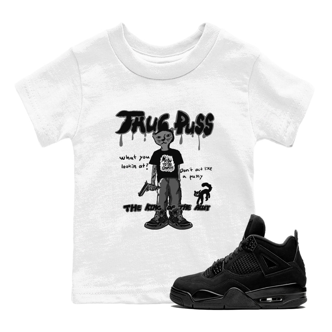 Thug Puss snkmatch Tees Kids - Air Jordan 4 Black Cat