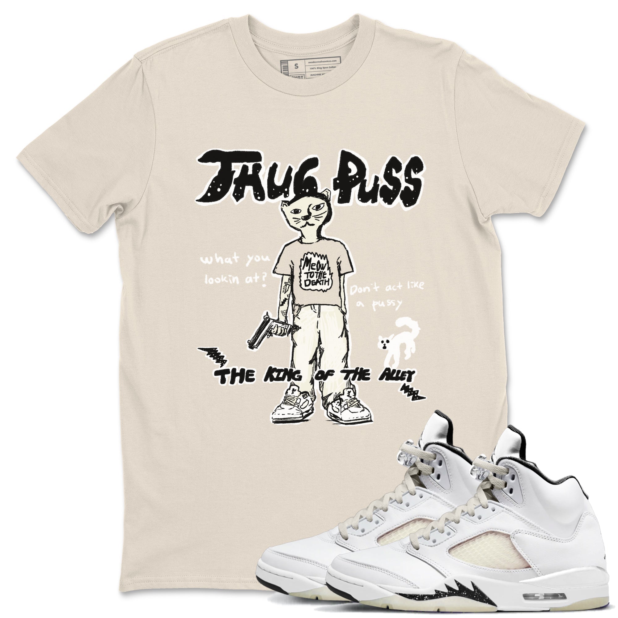 Thug Puss snkmatch Tees - Air Jordan 5 Sail