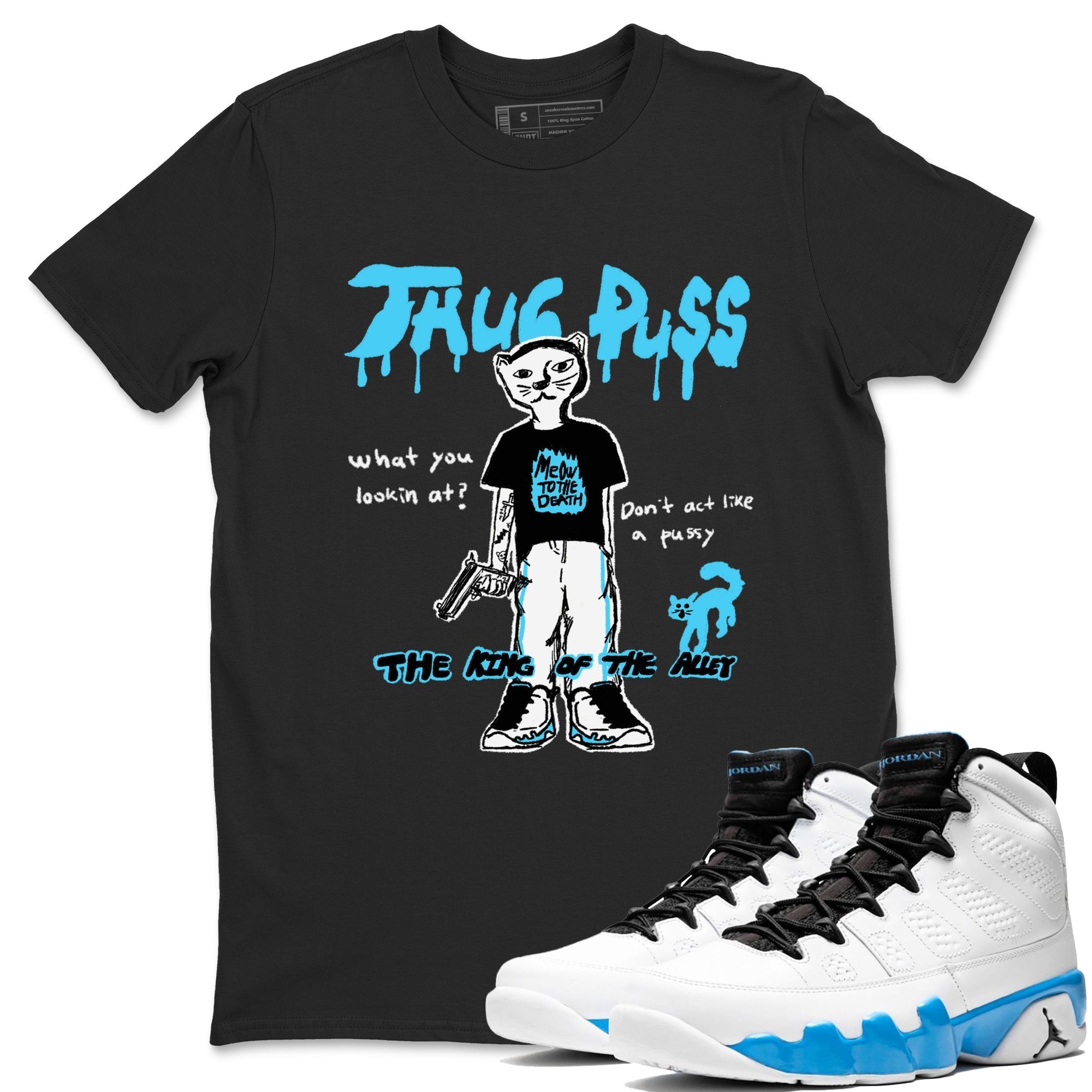 Thug Puss snkmatch Tees - Air Jordan 9 Powder Blue