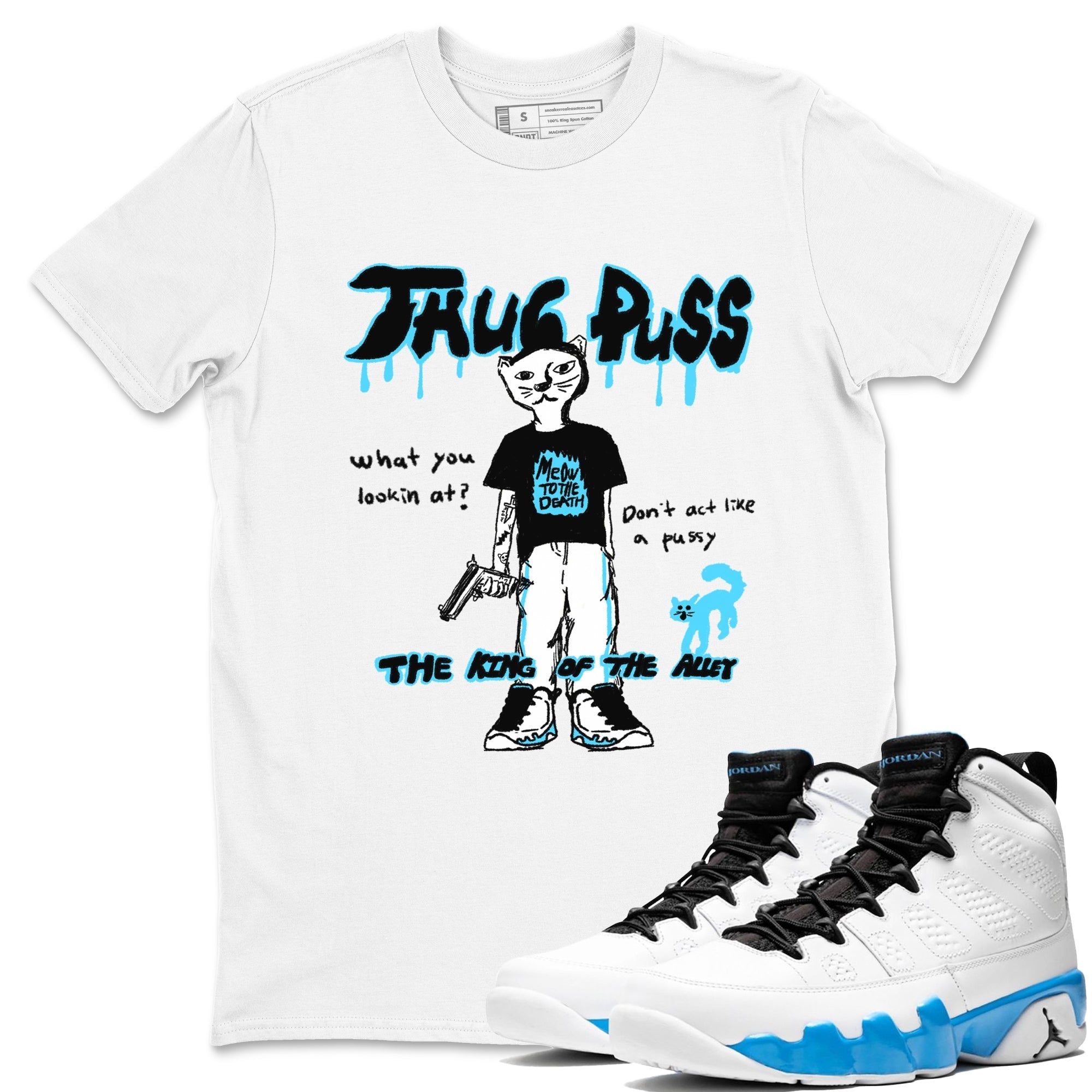 Thug Puss snkmatch Tees - Air Jordan 9 Powder Blue