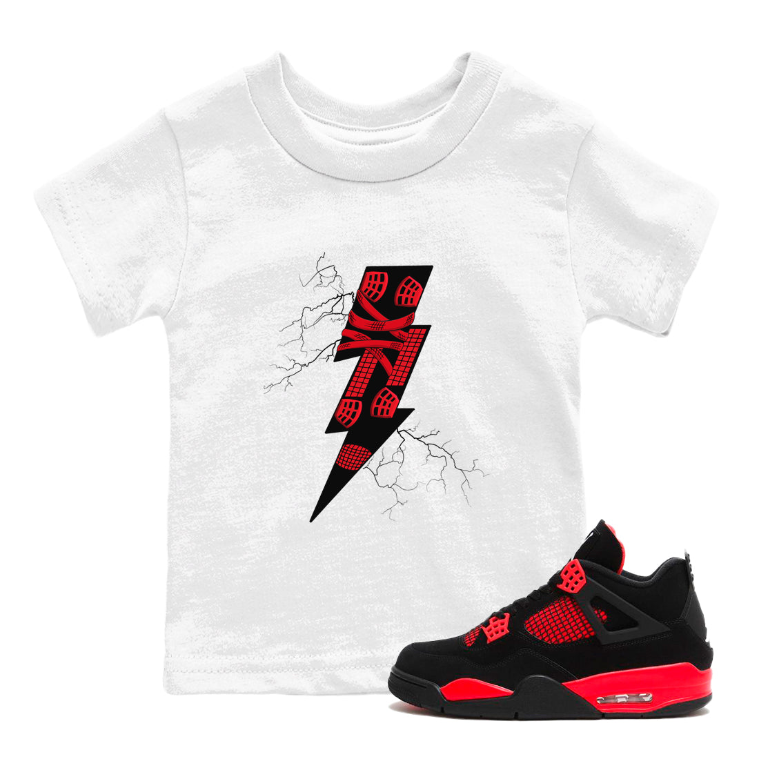 Thunder Kick snkmatch Tees Kids - Air Jordan 4 Red Thunder
